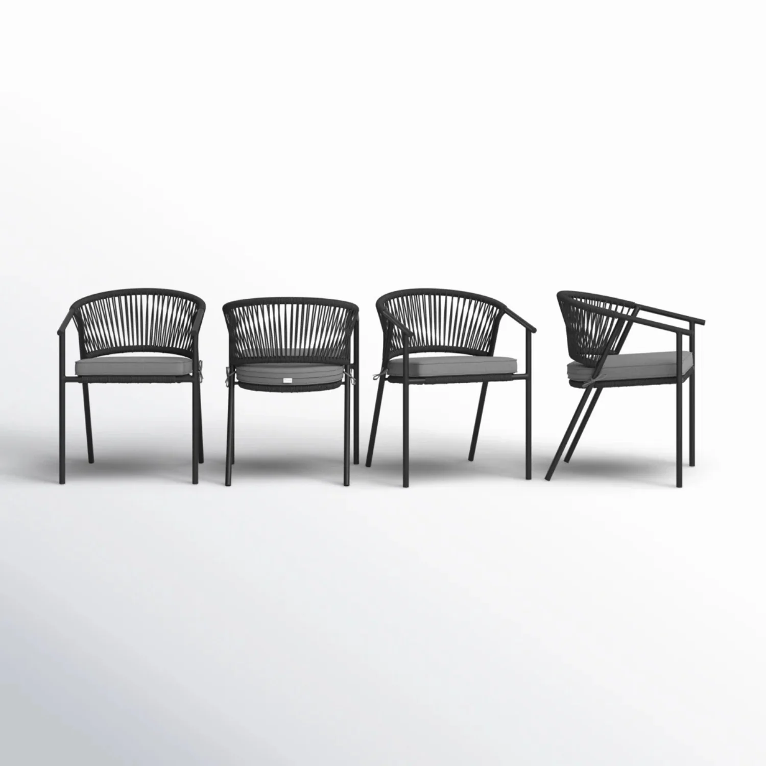 4-Piece Outdoor Rope Patio Dining Chairs