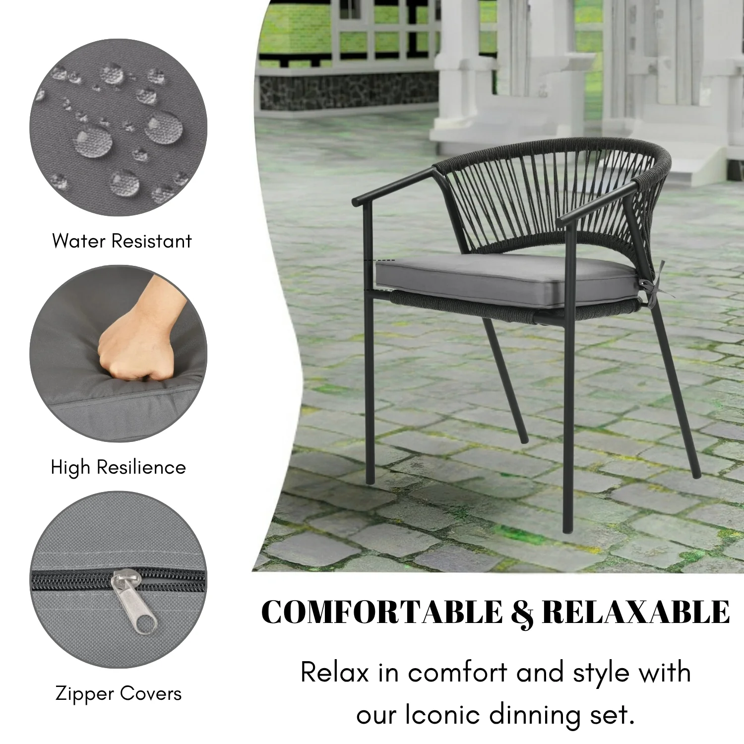 4-Piece Outdoor Rope Patio Dining Chairs - Image 5