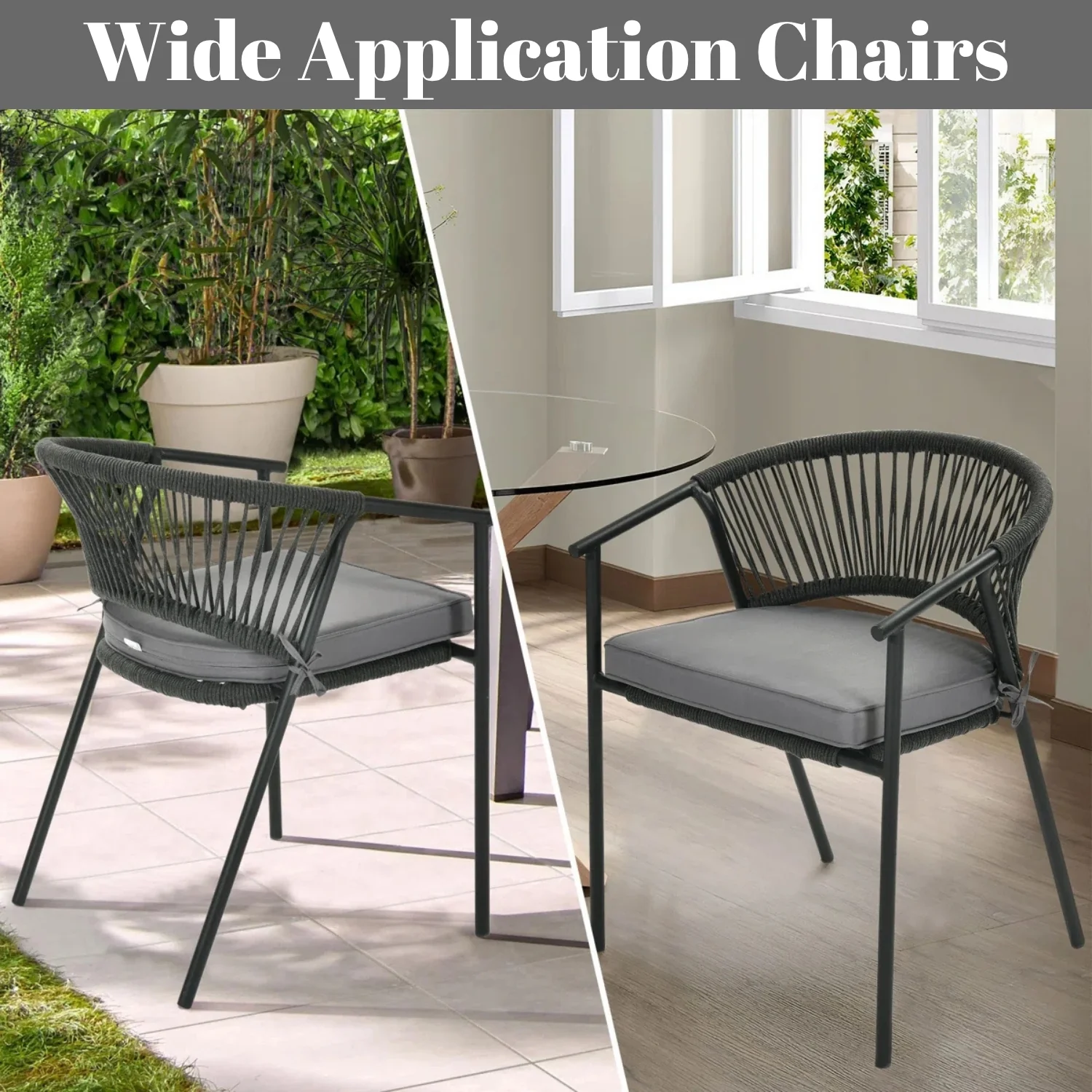 4-Piece Outdoor Rope Patio Dining Chairs - Image 6
