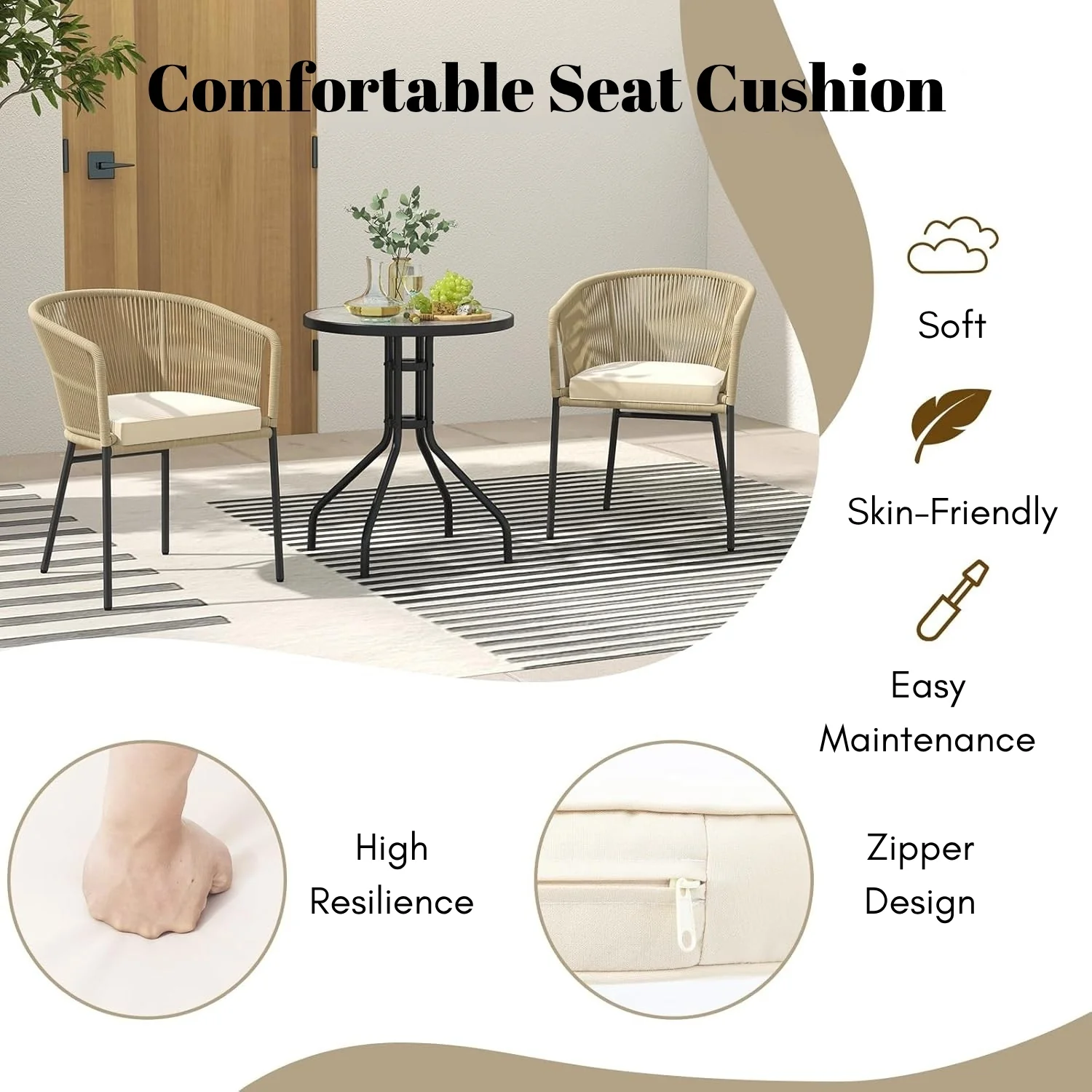 4-Piece Outdoor Rope Patio Dining Chairs - Image 6