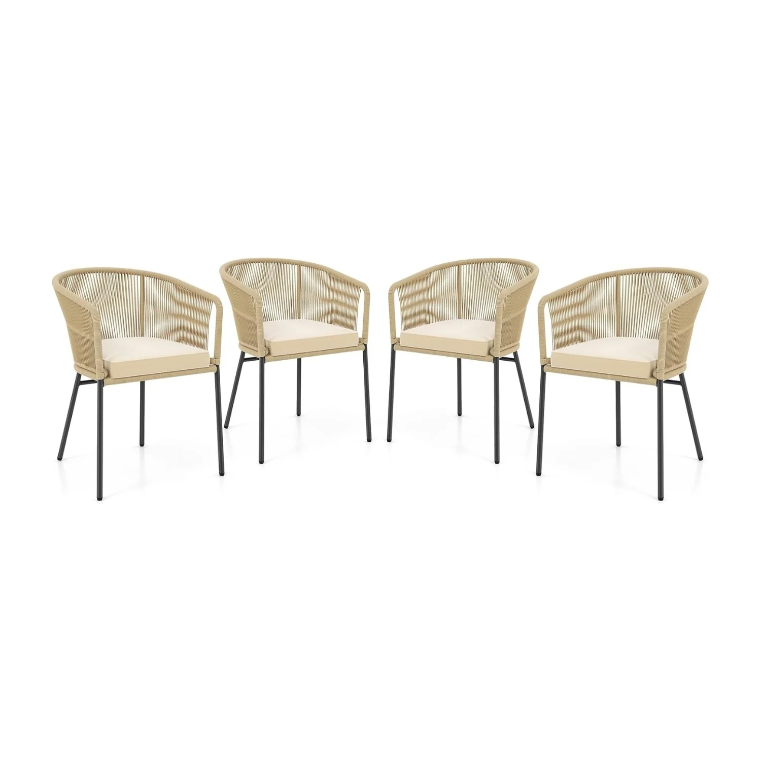 4-Piece Outdoor Rope Patio Dining Chairs - Image 8