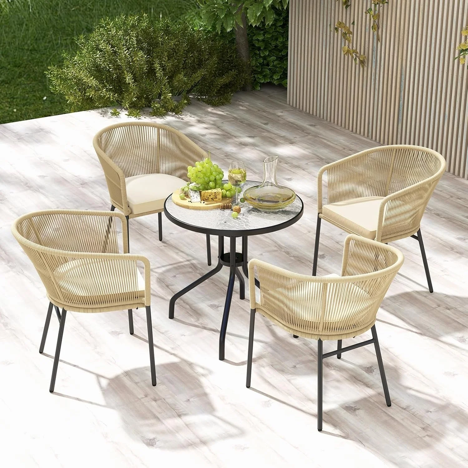 4-Piece Outdoor Rope Patio Dining Chairs - Image 9