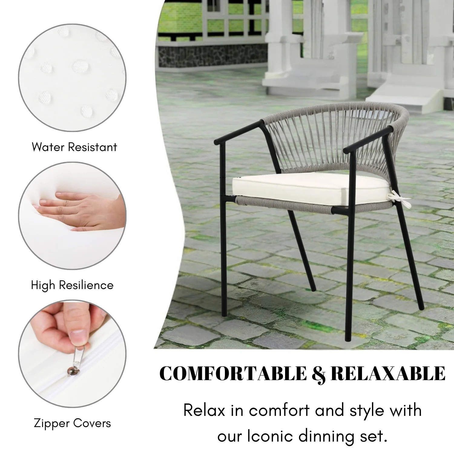 4-Piece Outdoor Rope Patio Dining Chairs - Image 5