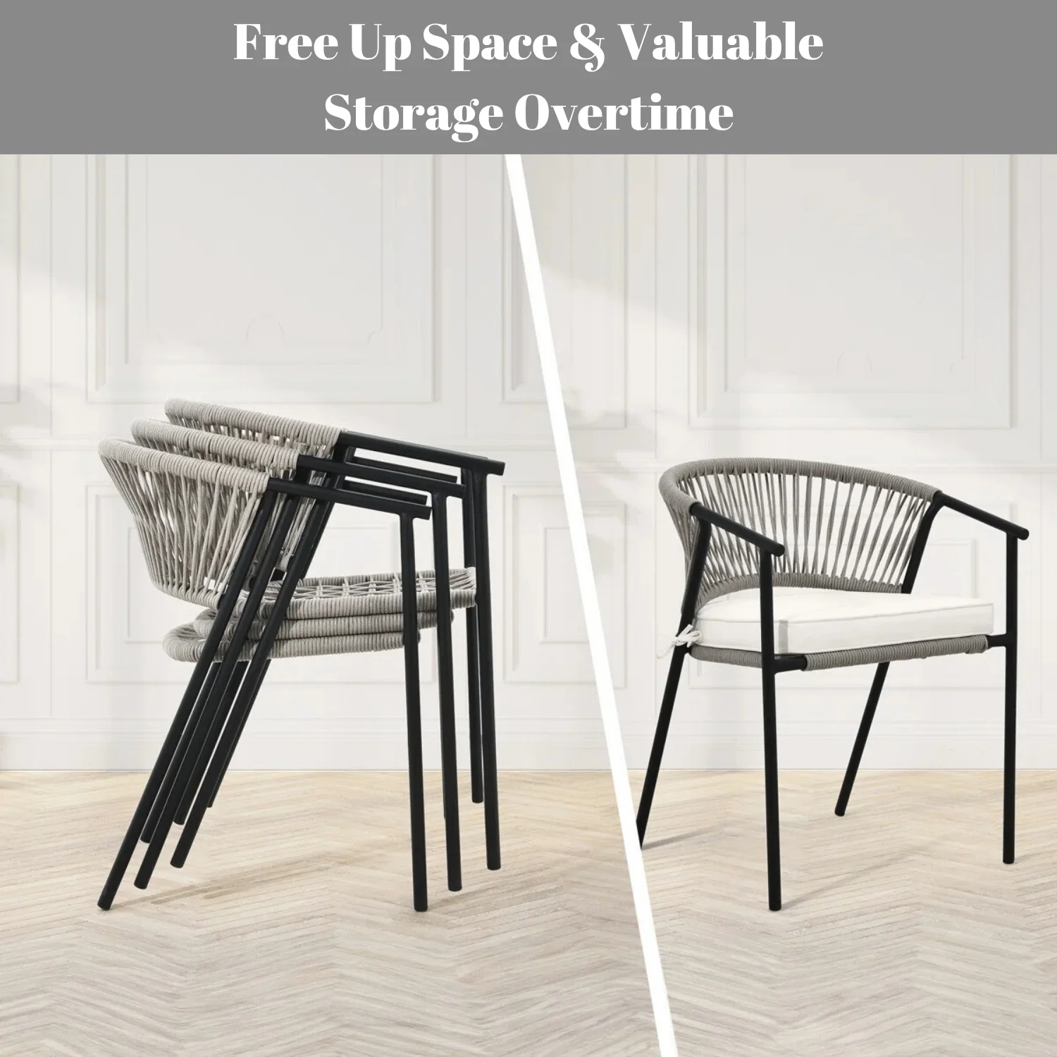 4-Piece Outdoor Rope Patio Dining Chairs - Image 6