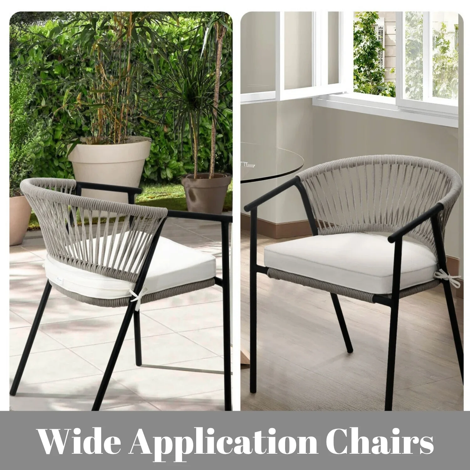 4-Piece Outdoor Rope Patio Dining Chairs - Image 7