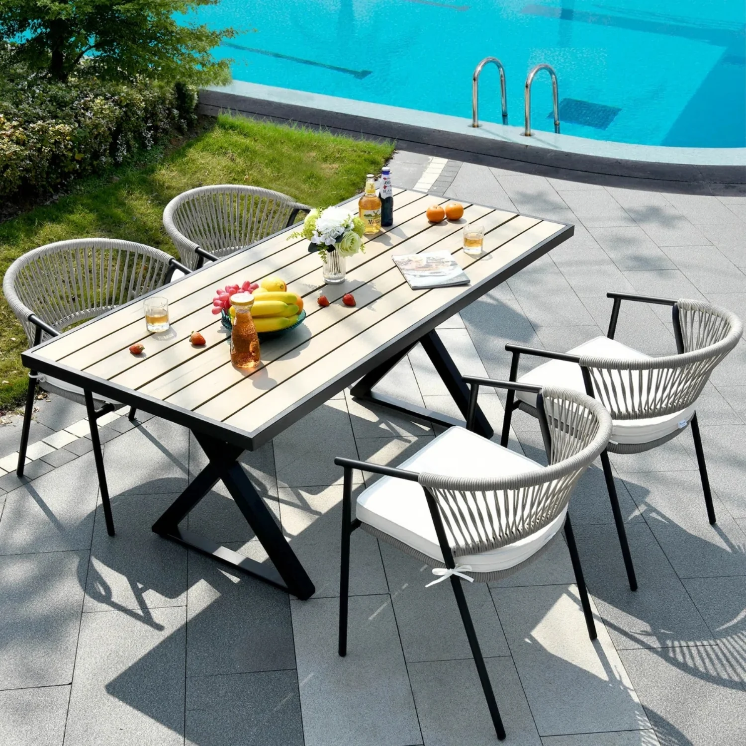4-Piece Outdoor Rope Patio Dining Chairs - Image 8