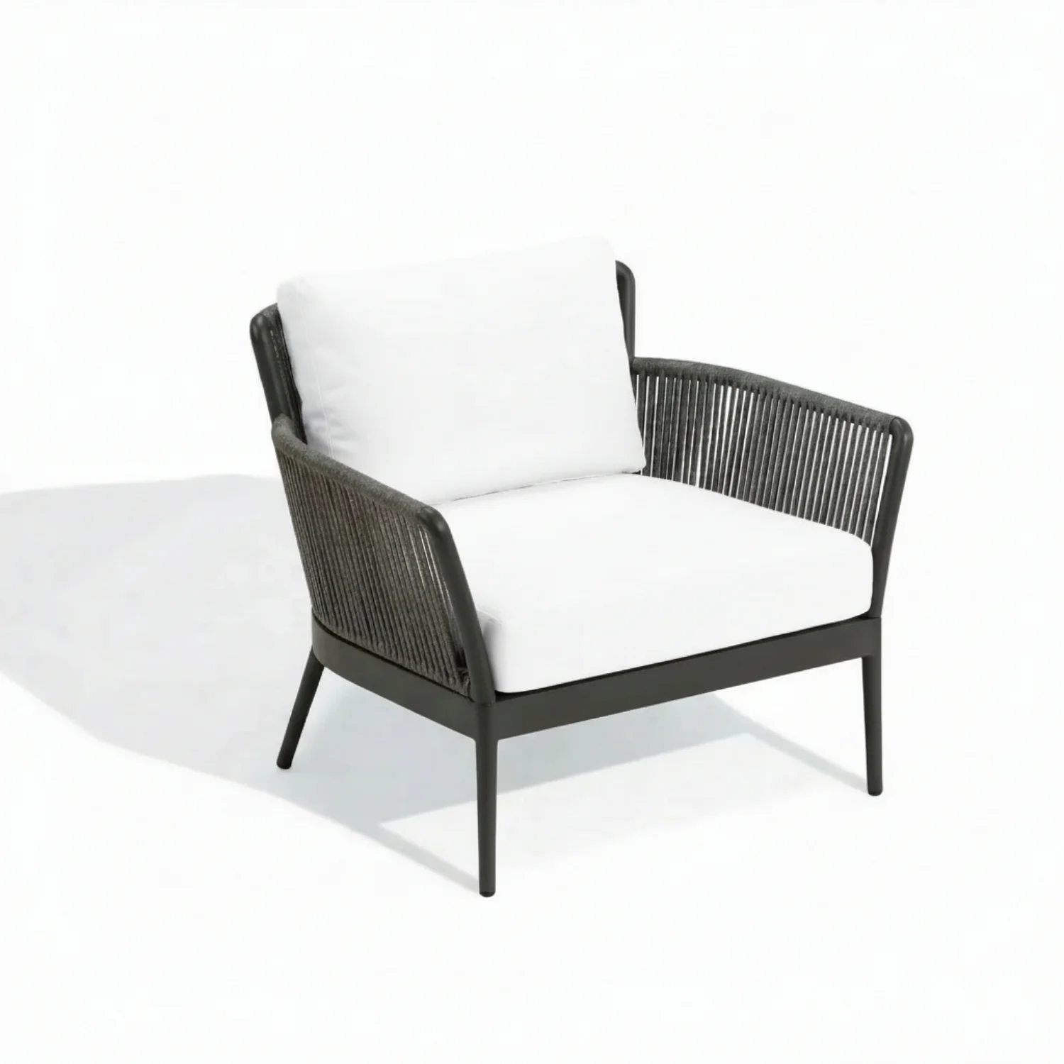 4-Piece Outdoor Rope Patio Furniture Set with Glass Top Table (Grey & Off-White) - Image 10