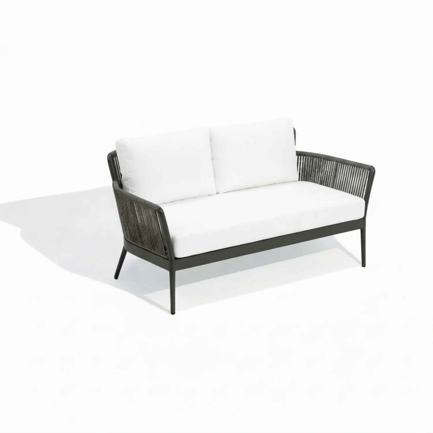 4-Piece Outdoor Rope Patio Furniture Set with Glass Top Table (Grey & Off-White) - Image 9