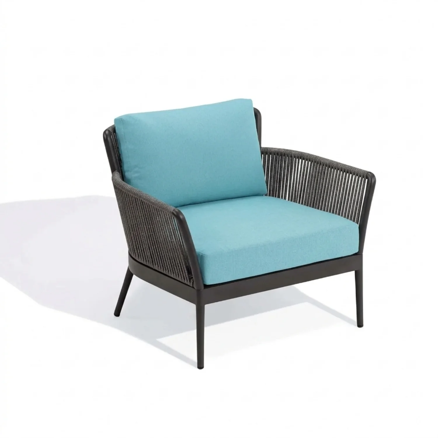 4-Piece Outdoor Rope Patio Furniture Set with Glass Top Table (Grey & Sky-Blue) - Image 10