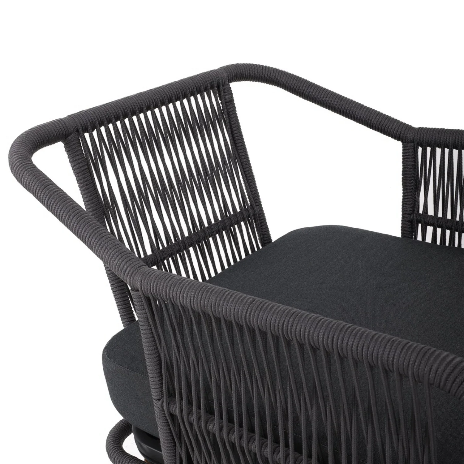 4-Piece Outdoor Rope Patio Furniture Set with Wood-Top Table - Image 3