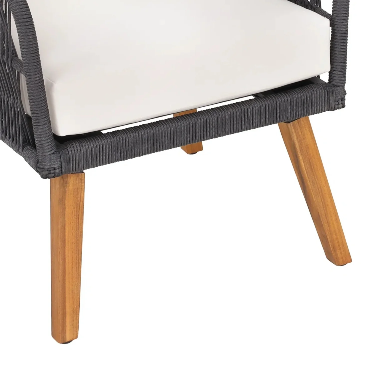 4-Piece Outdoor Rope Patio Furniture Set with Wood-Top Table - Image 14