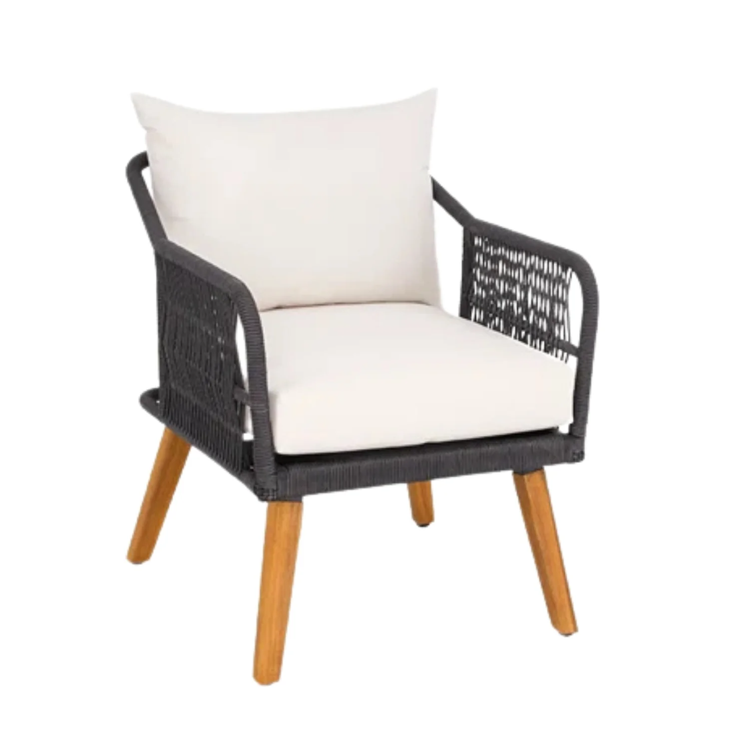 4-Piece Outdoor Rope Patio Furniture Set with Wood-Top Table - Image 9