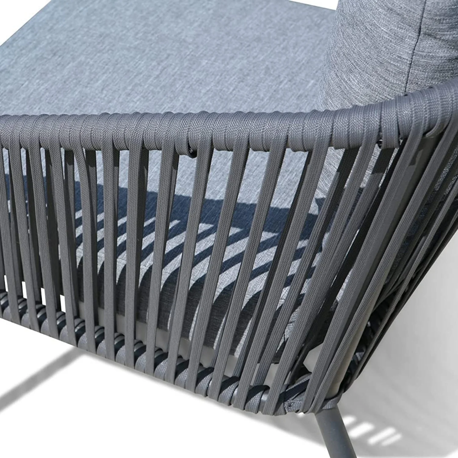 4-Piece Outdoor Rope Patio Sofa Set (Grey) - Image 8