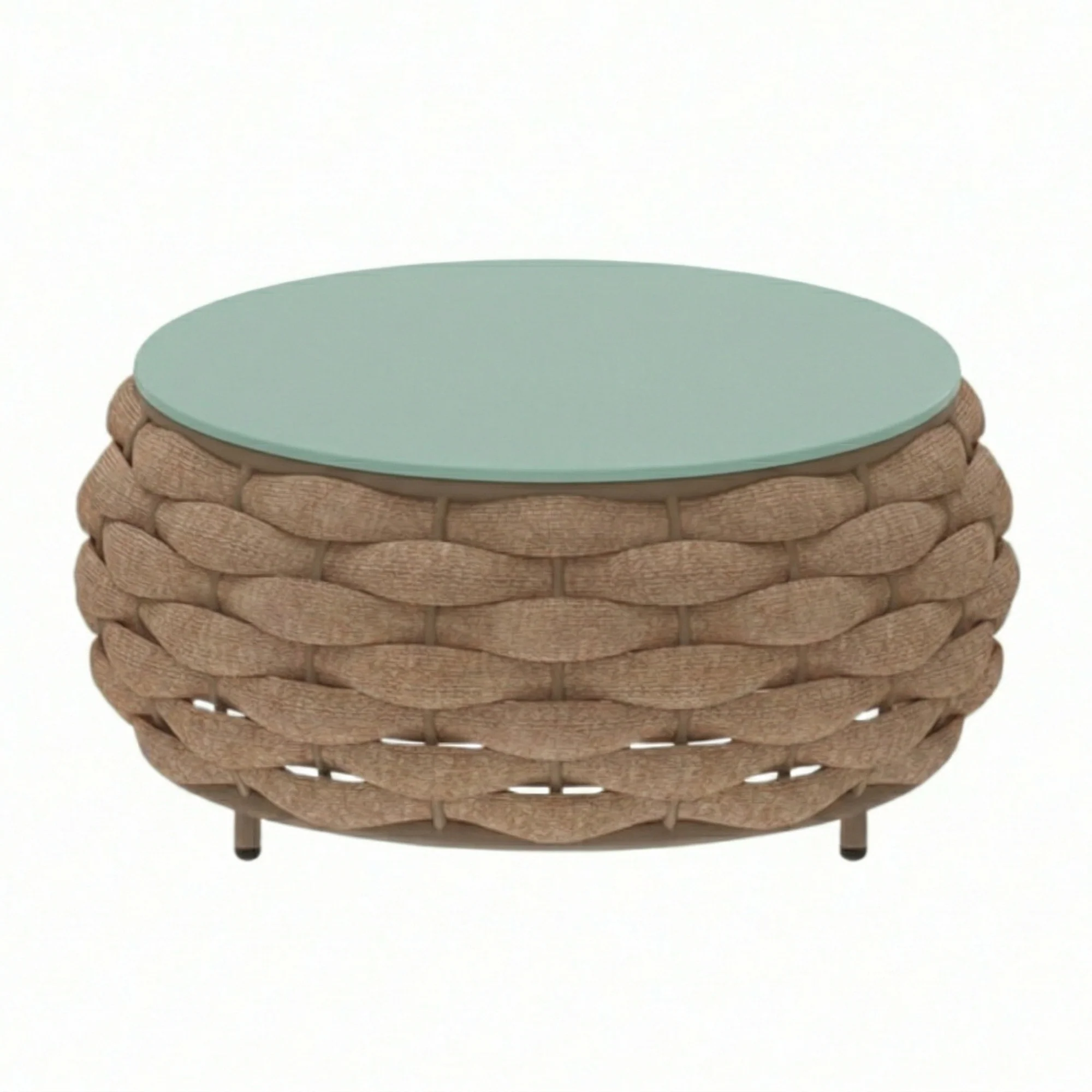 4 Piece Outdoor Rope Sofa Set (Beige & Cream) - Image 10