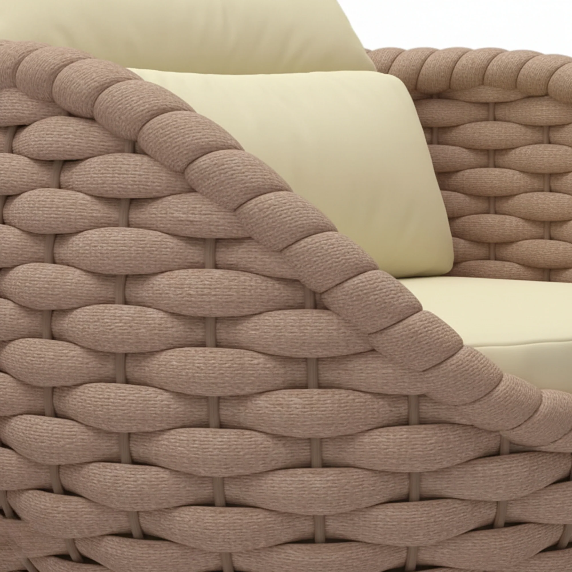 4 Piece Outdoor Rope Sofa Set (Beige & Cream) - Image 4
