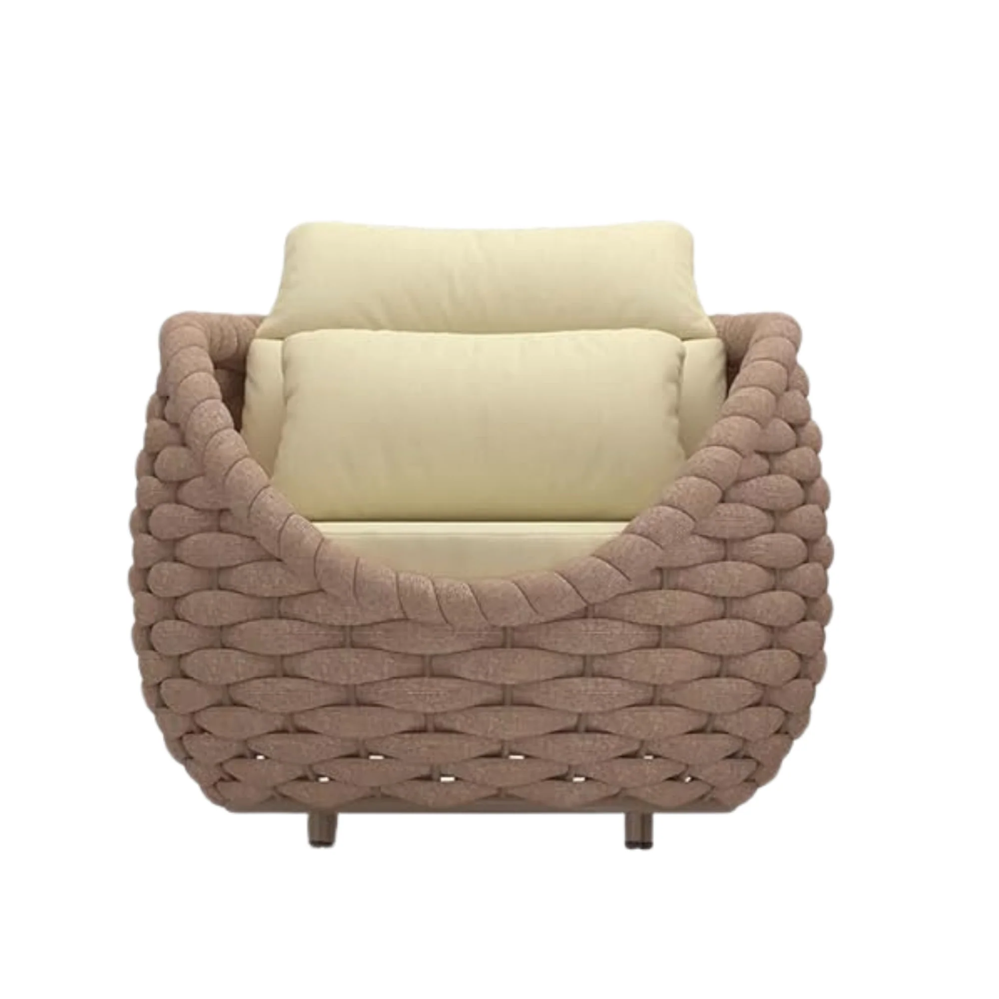 4 Piece Outdoor Rope Sofa Set (Beige & Cream) - Image 9