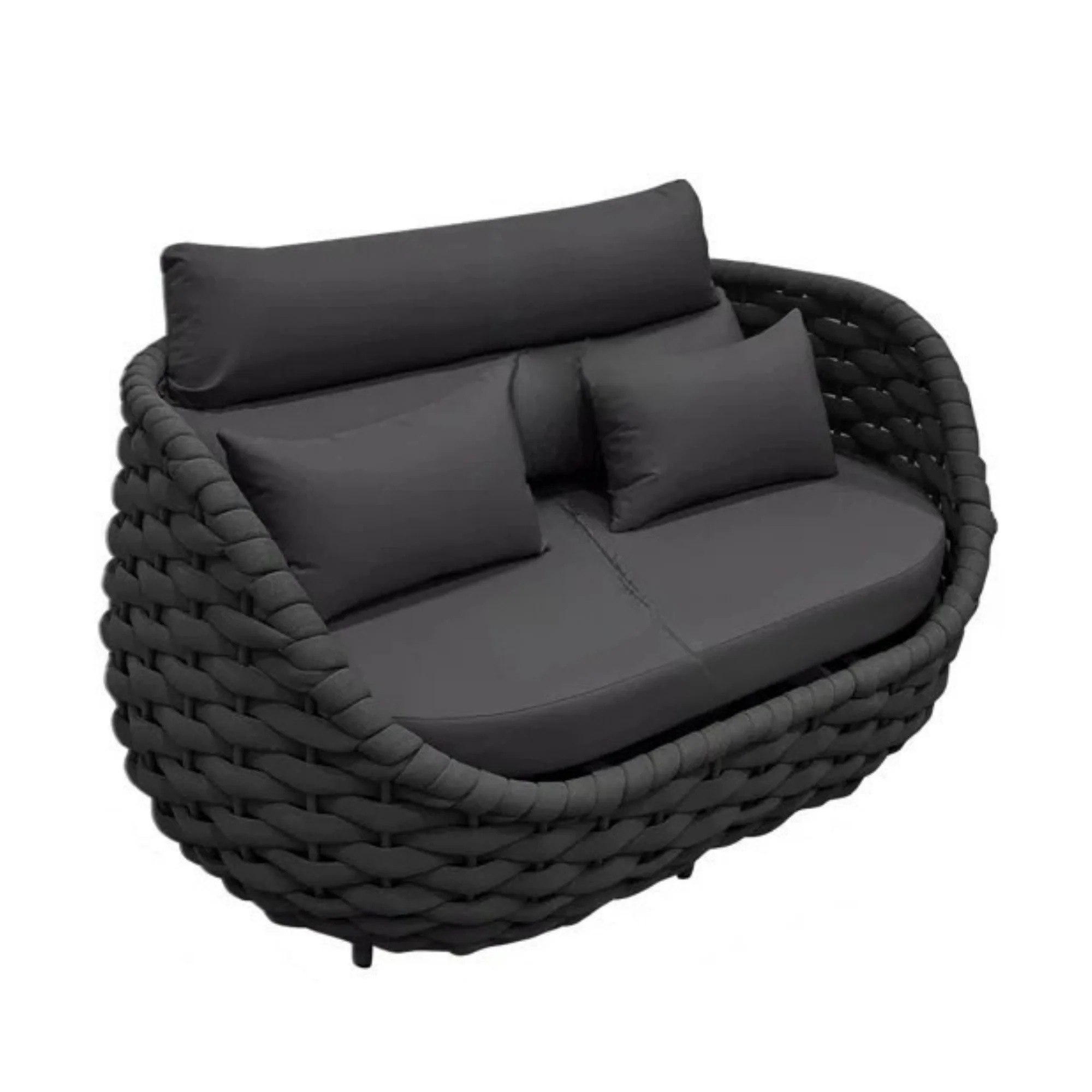 4 Piece Outdoor Rope Sofa Set (Black) - Image 11