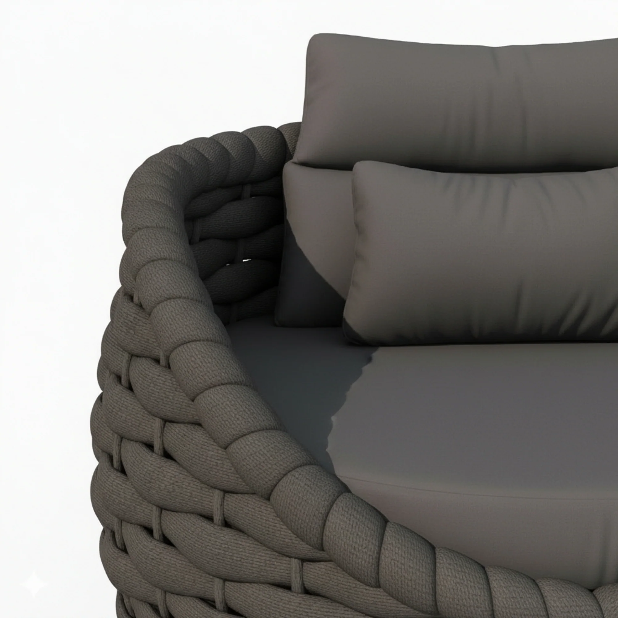 4 Piece Outdoor Rope Sofa Set (Black) - Image 4