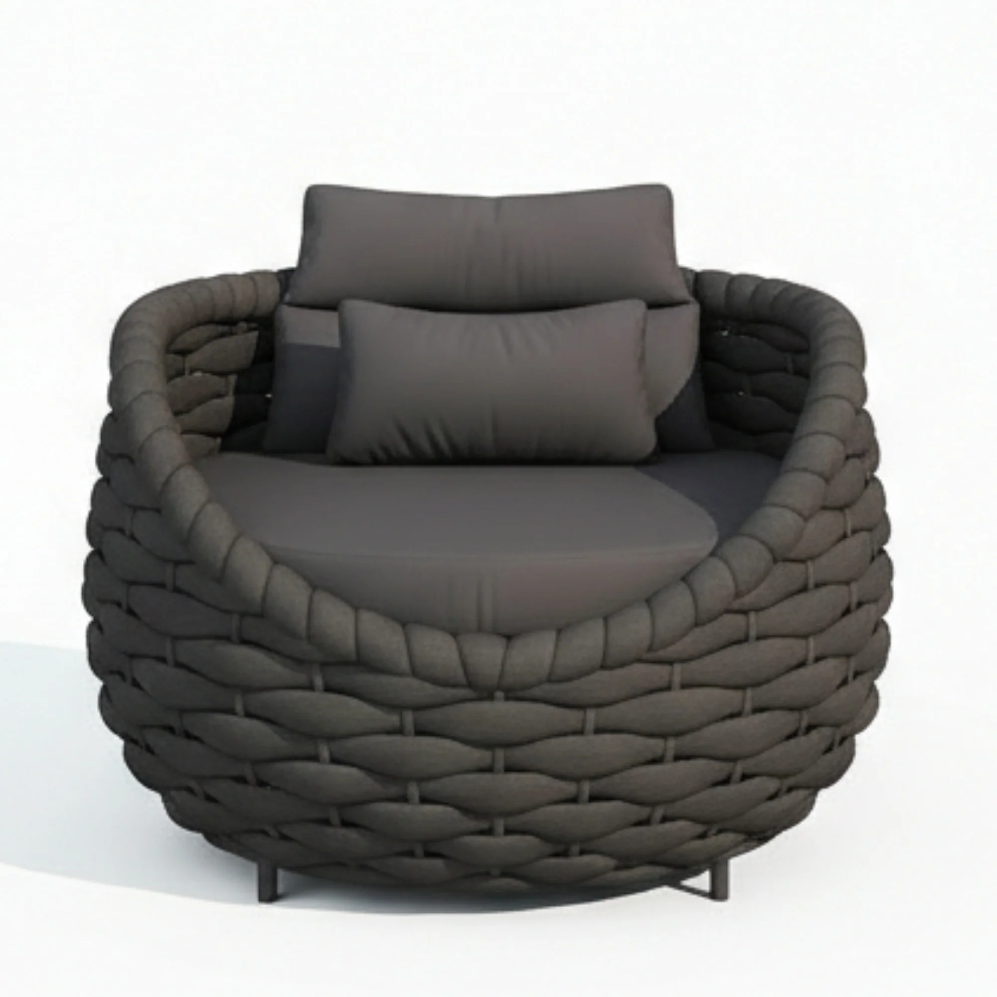 4 Piece Outdoor Rope Sofa Set (Black) - Image 8