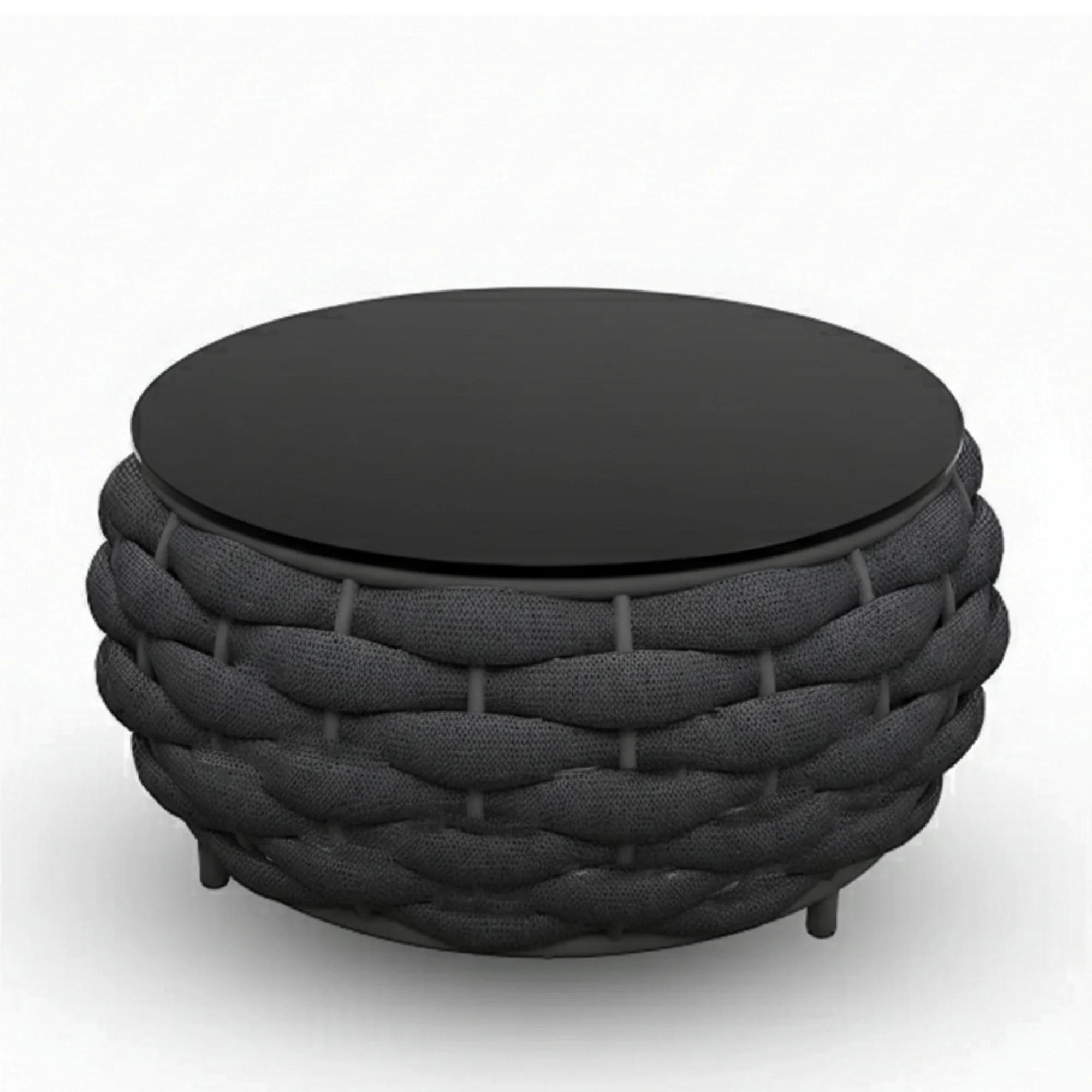 4 Piece Outdoor Rope Sofa Set (Black) - Image 9