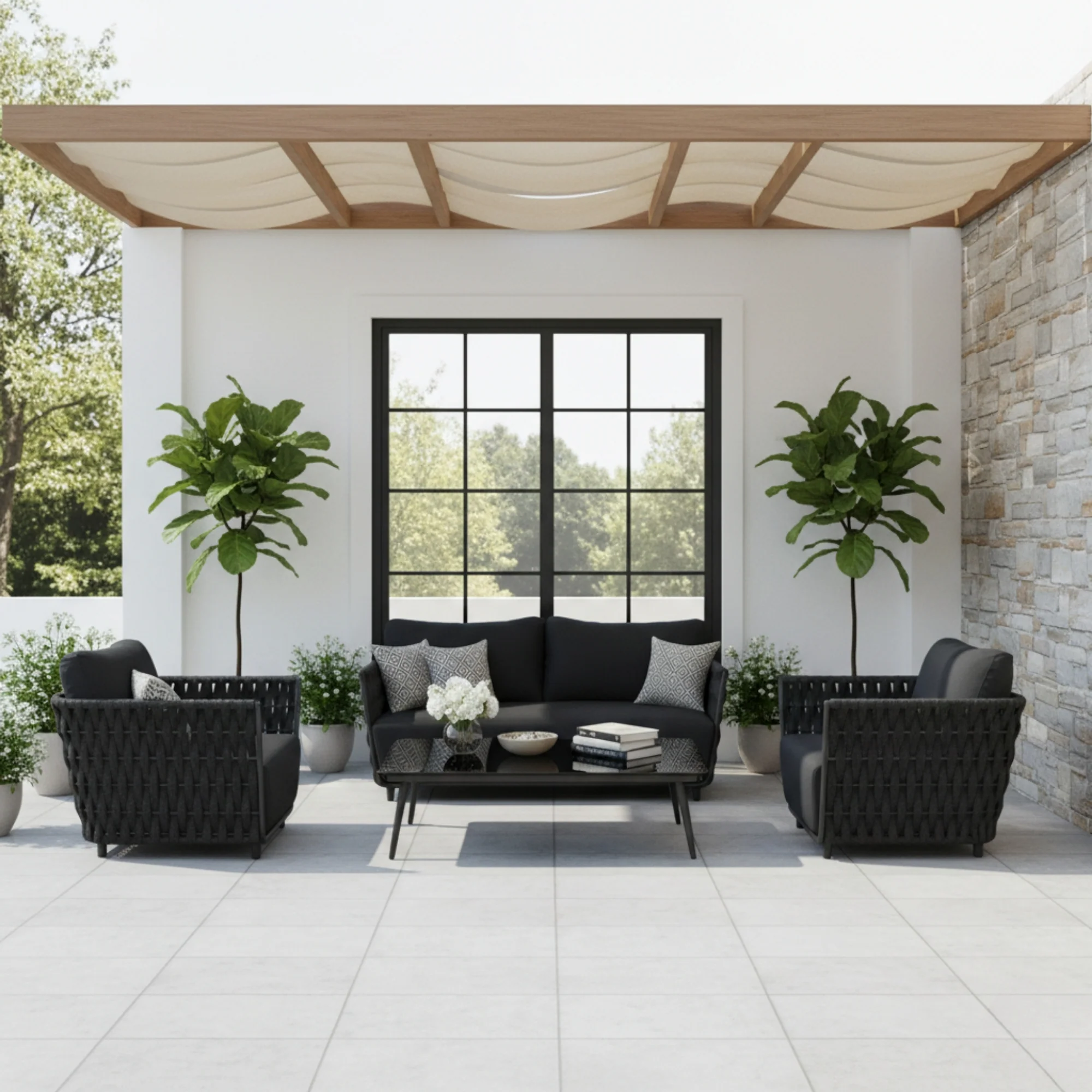 4-Piece Outdoor Rope Sofa Set