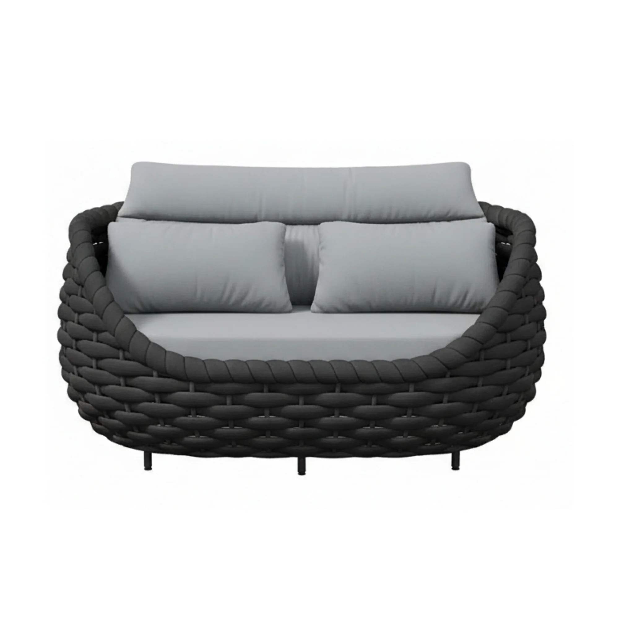 4 Piece Outdoor Rope Sofa Set (Grey & Dark Grey) - Image 11