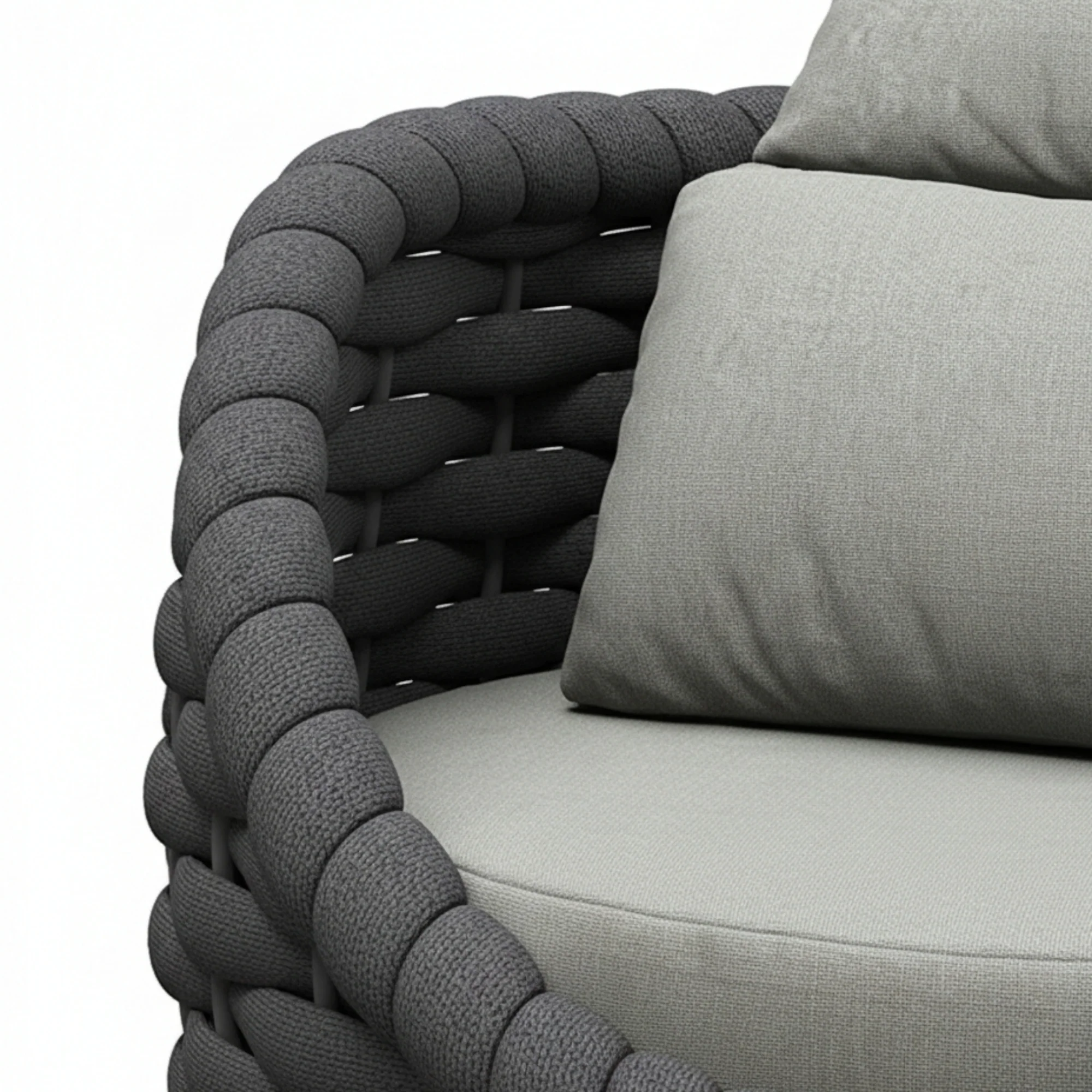 4 Piece Outdoor Rope Sofa Set (Grey & Dark Grey) - Image 4