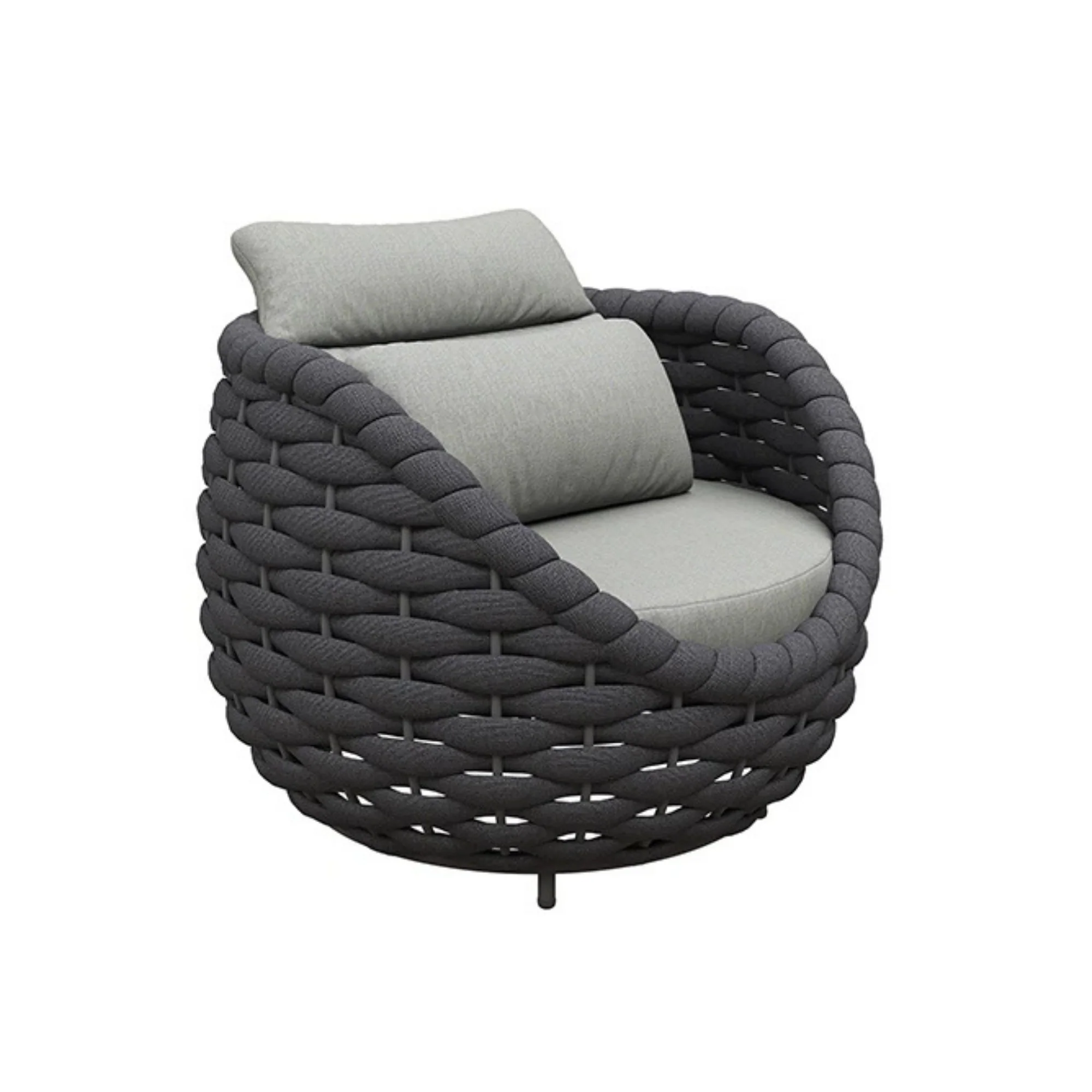 4 Piece Outdoor Rope Sofa Set (Grey & Dark Grey) - Image 8
