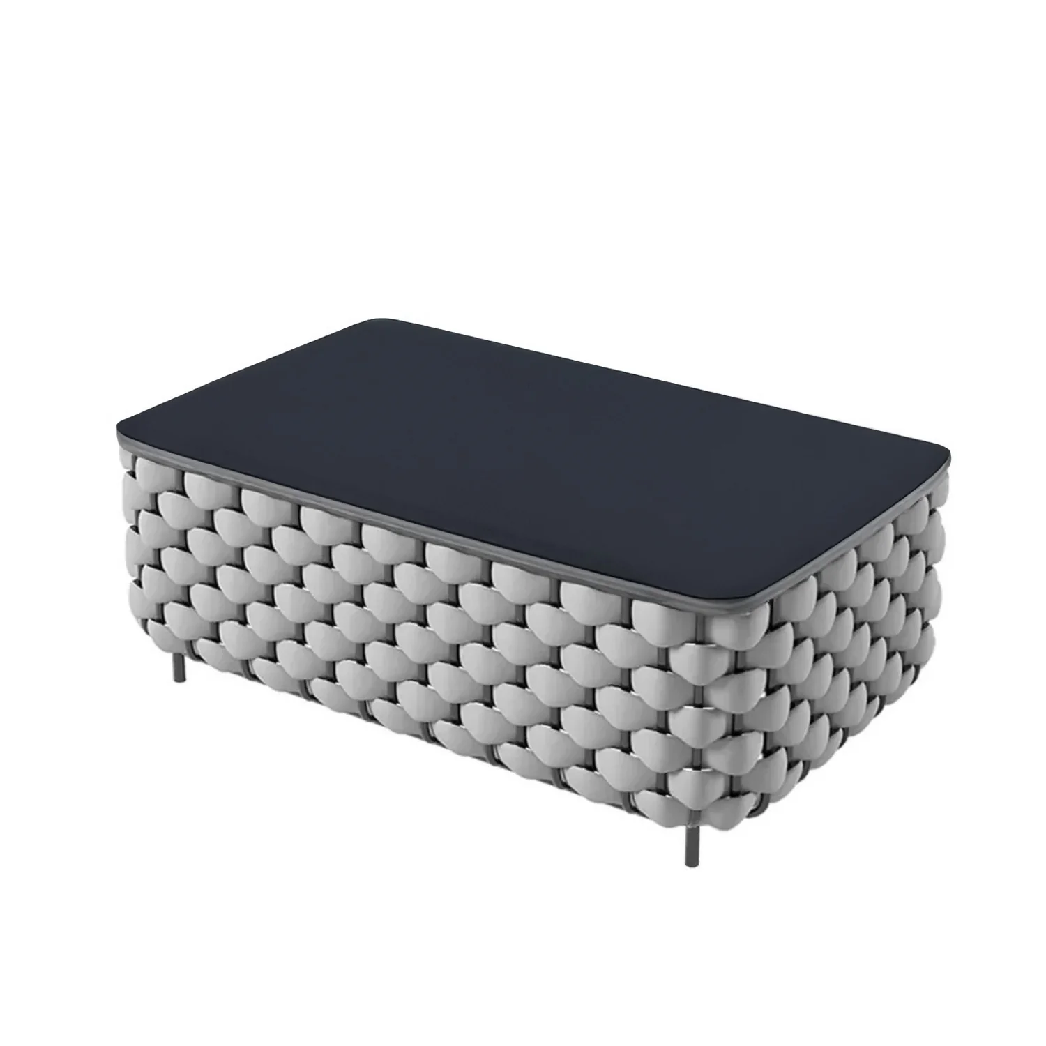 4 Piece Outdoor Rope Sofa Set with Glass Top Coffee Table (Light Grey & Dark Grey) - Image 11