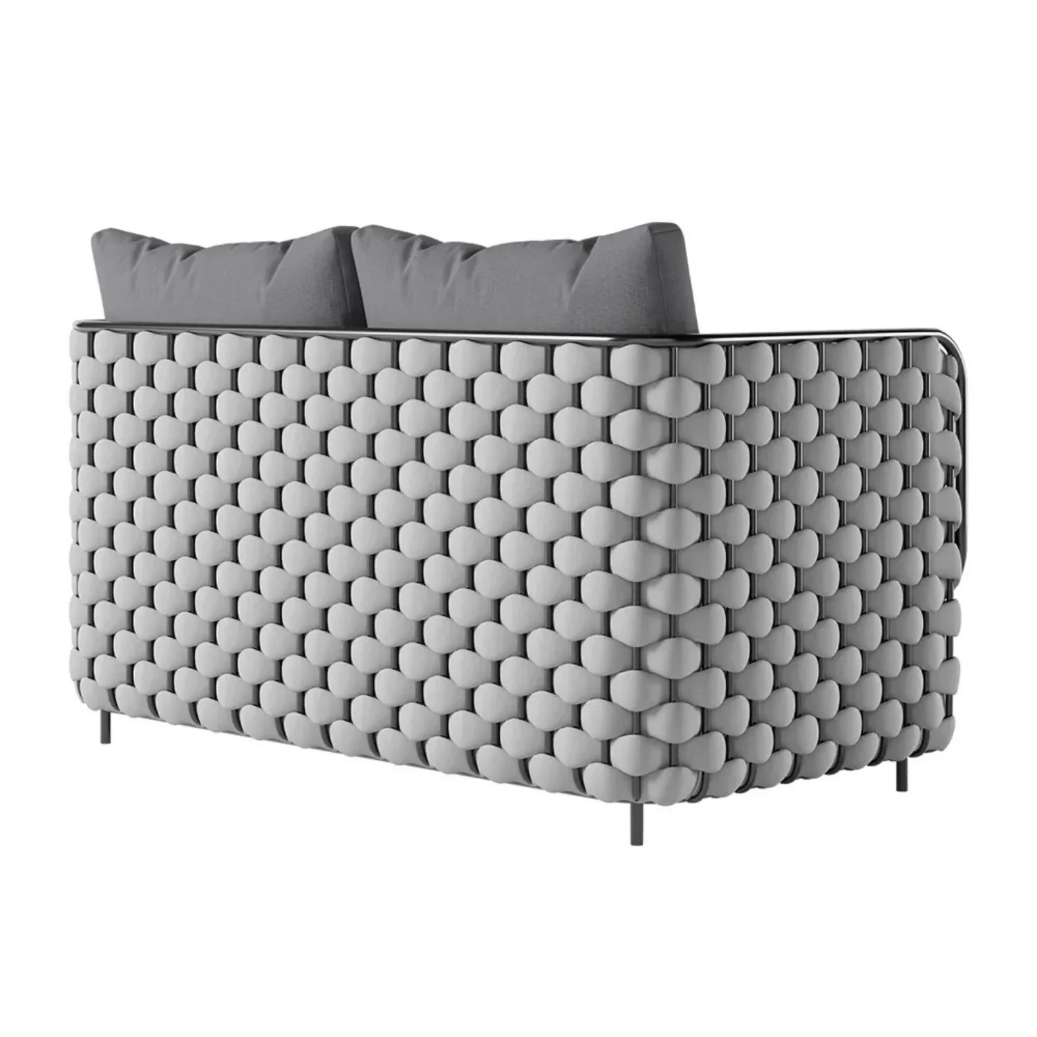 4 Piece Outdoor Rope Sofa Set with Glass Top Coffee Table (Light Grey & Dark Grey) - Image 15