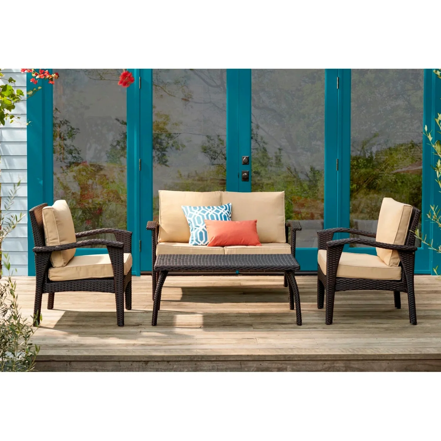 4 Pieces Patio Furniture Set, Outdoor Sectional Sofa - Image 13