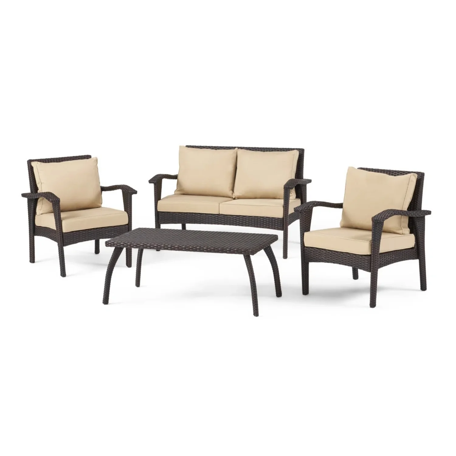 4 Pieces Patio Furniture Set, Outdoor Sectional Sofa - Image 4