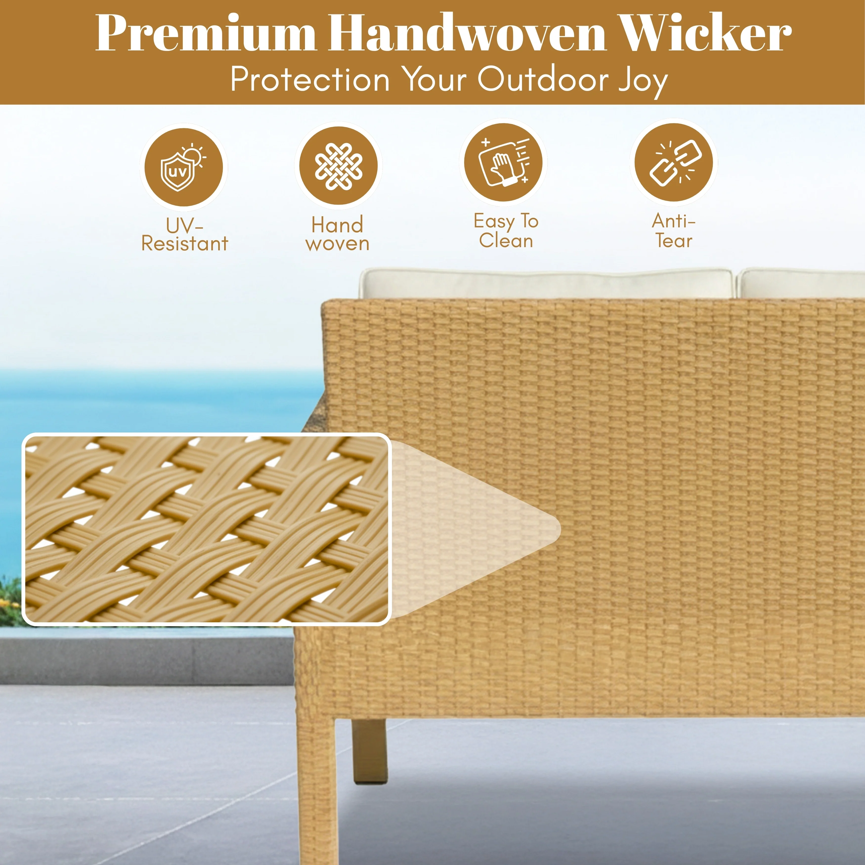 4 Pieces Patio Furniture Set, Outdoor Sectional Sofa - Image 5
