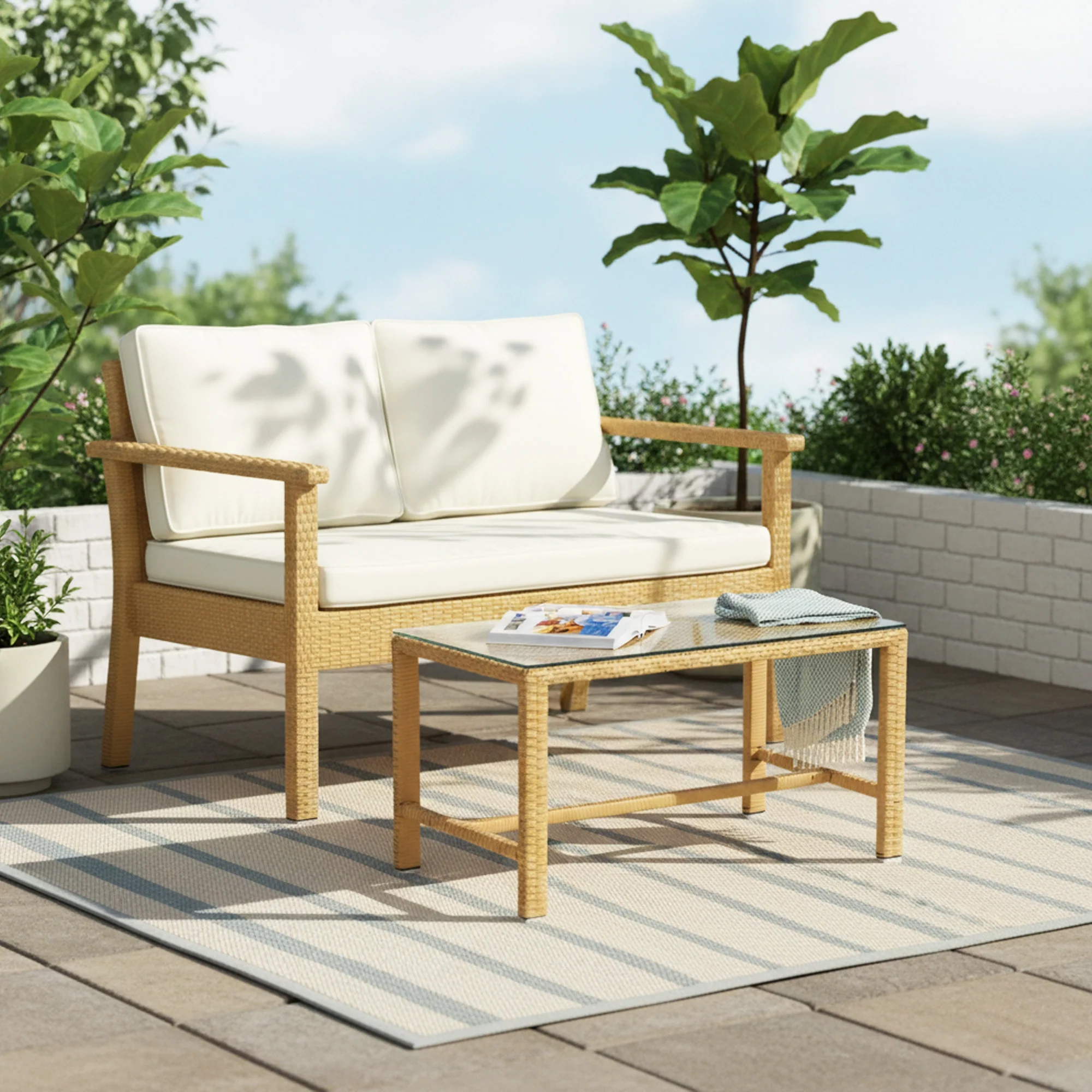 4 Pieces Patio Furniture Set, Outdoor Sectional Sofa - Image 8