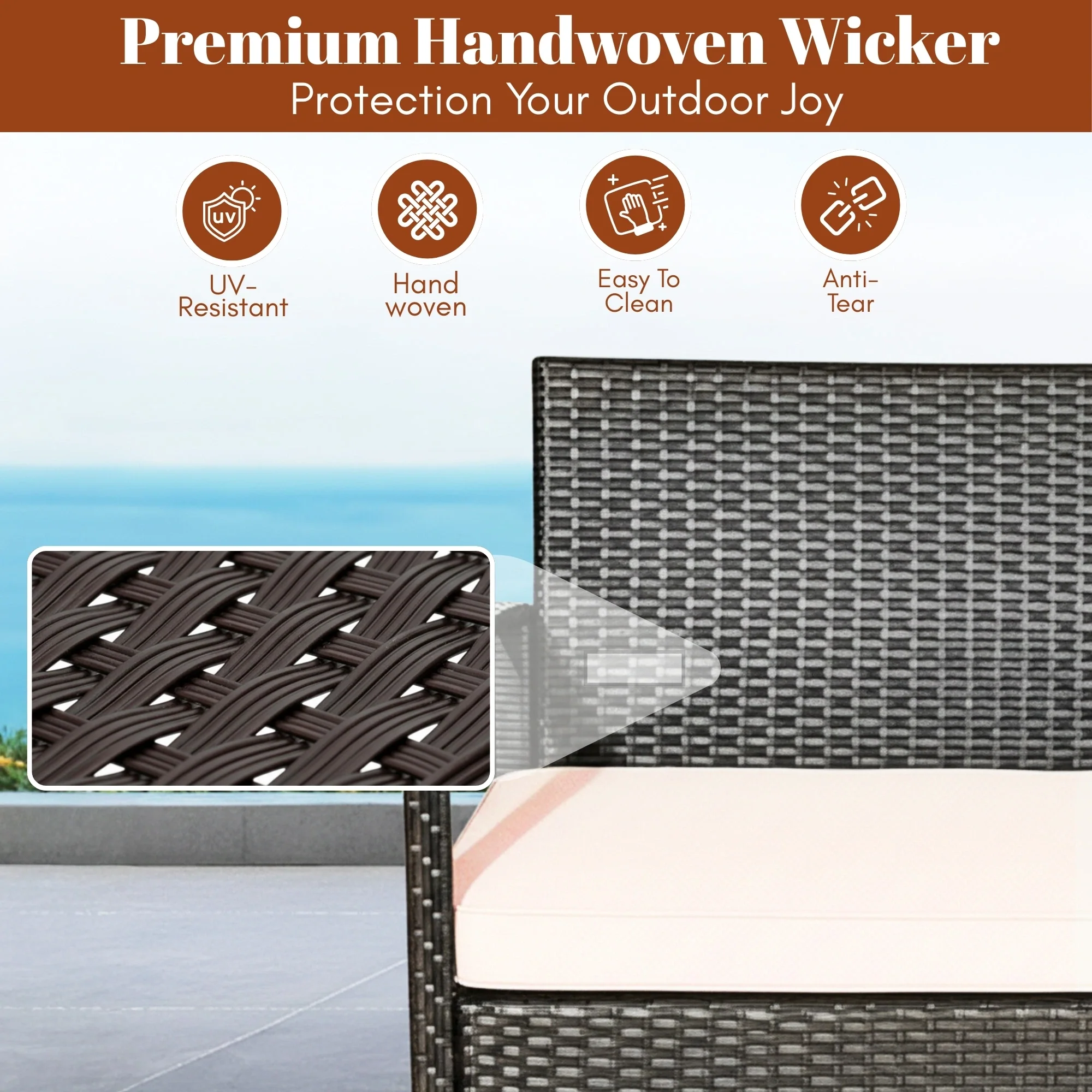 4 Pieces Patio Furniture Set, Outdoor Sectional Sofa - Image 5