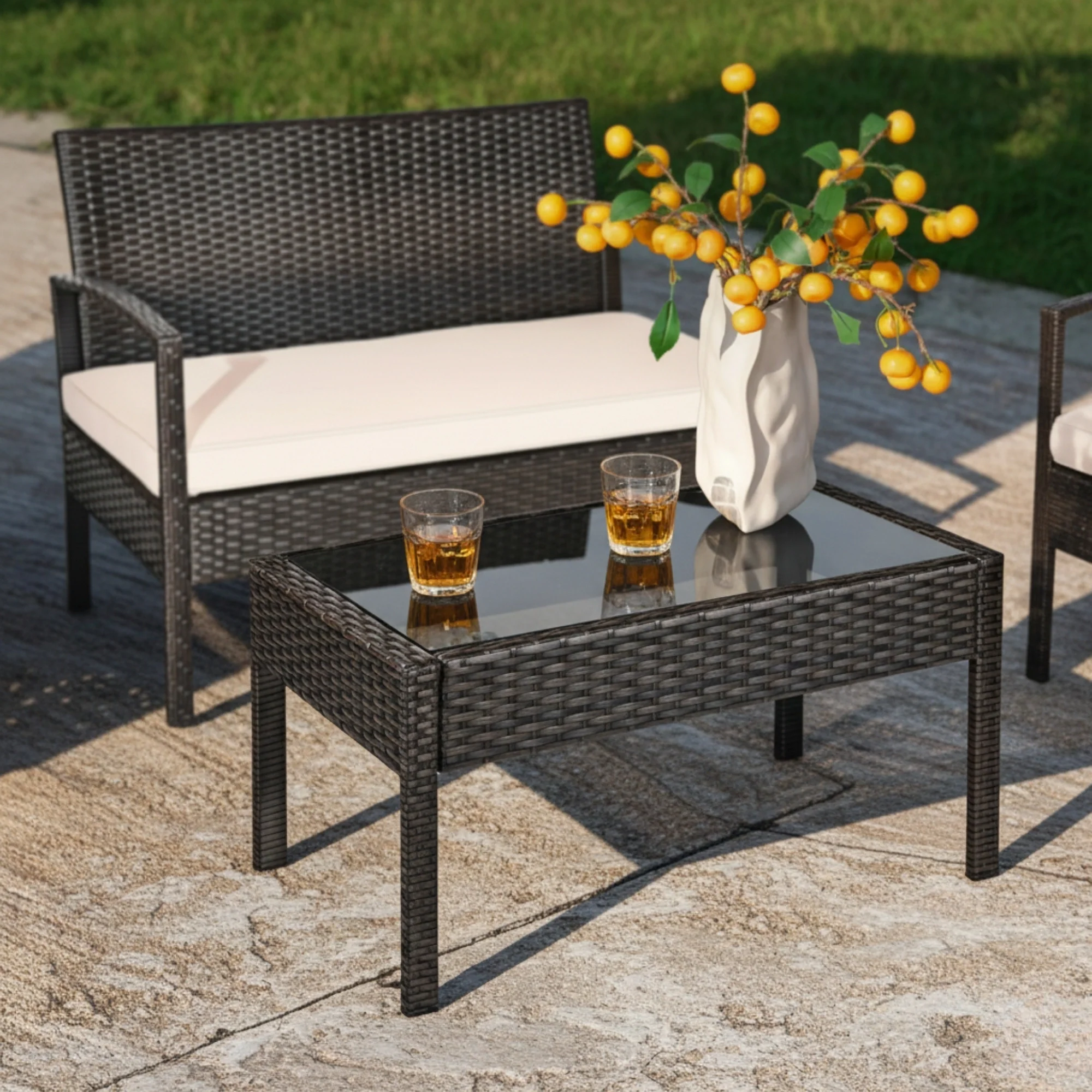 4 Pieces Patio Furniture Set, Outdoor Sectional Sofa - Image 8