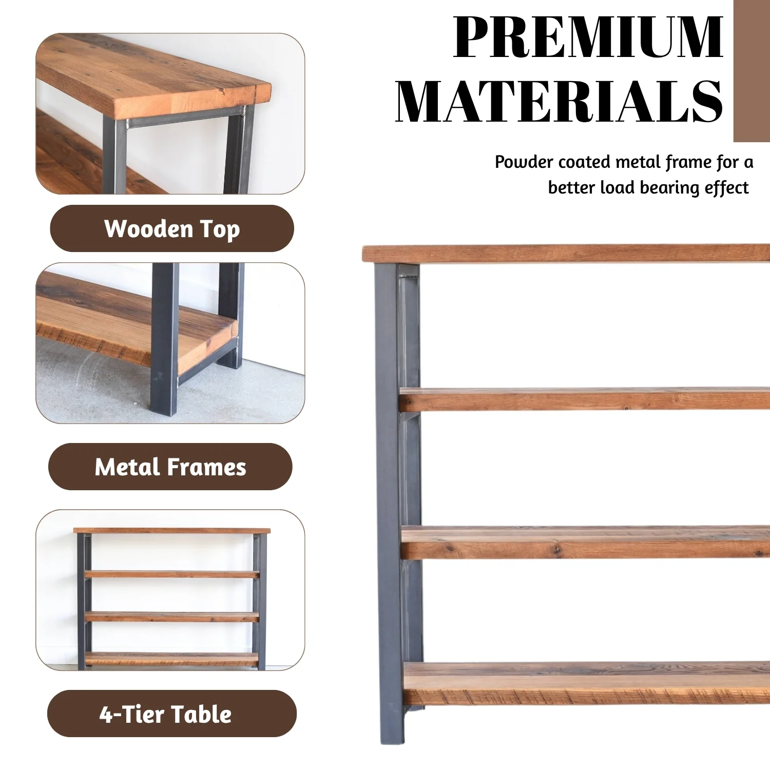 4-Tier Sheesham Wood Top Book Shelf - Image 5