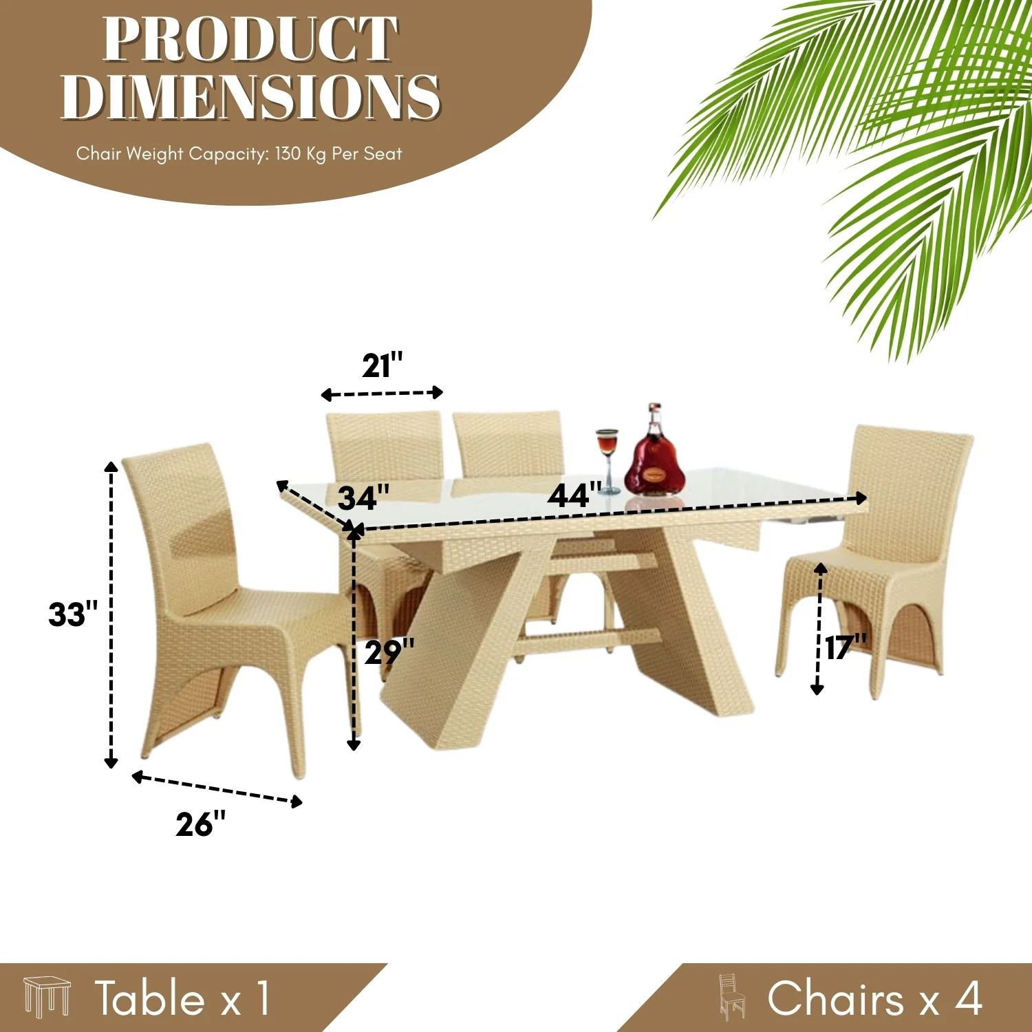5-Piece Outdoor Patio Dining Set With Rattan Chairs - Image 2