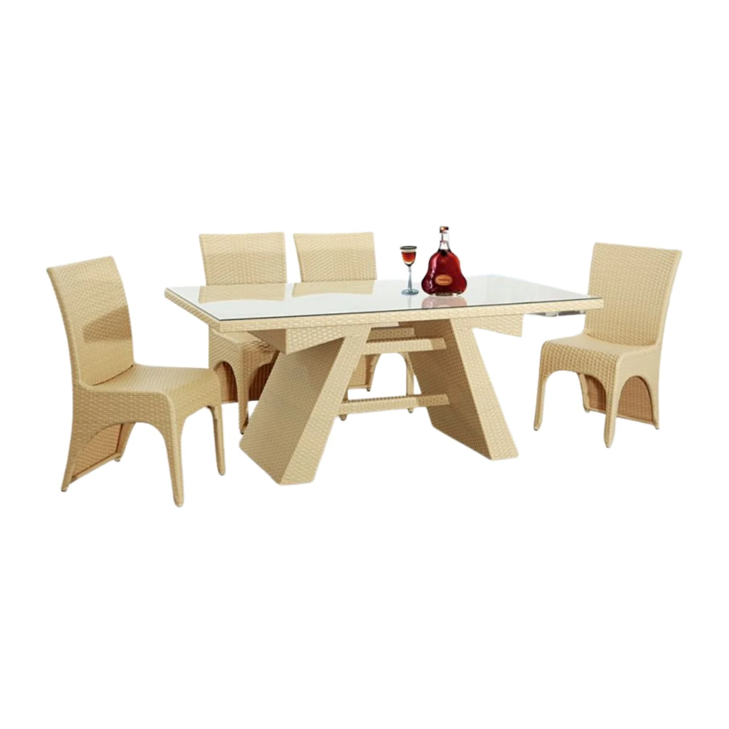 5-Piece Outdoor Patio Dining Set With Rattan Chairs - Image 4