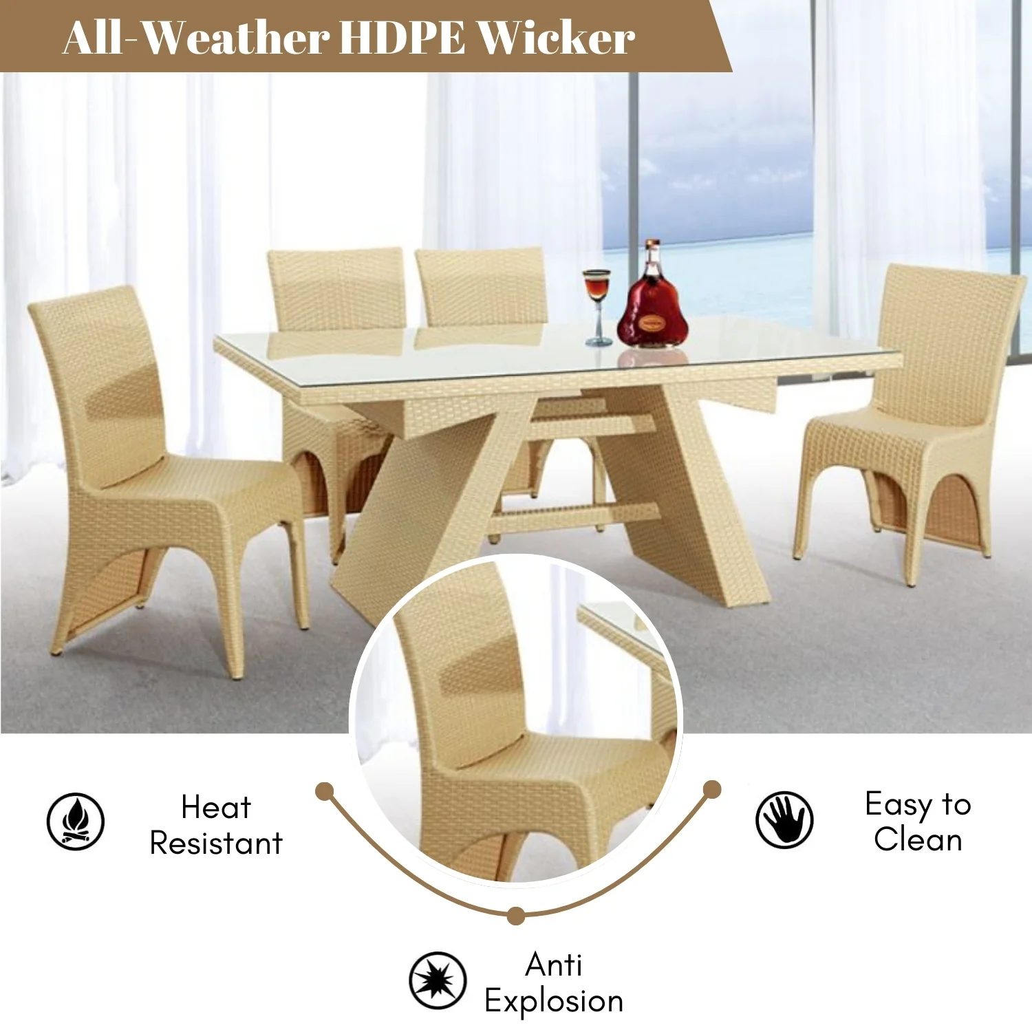 5-Piece Outdoor Patio Dining Set With Rattan Chairs - Image 5