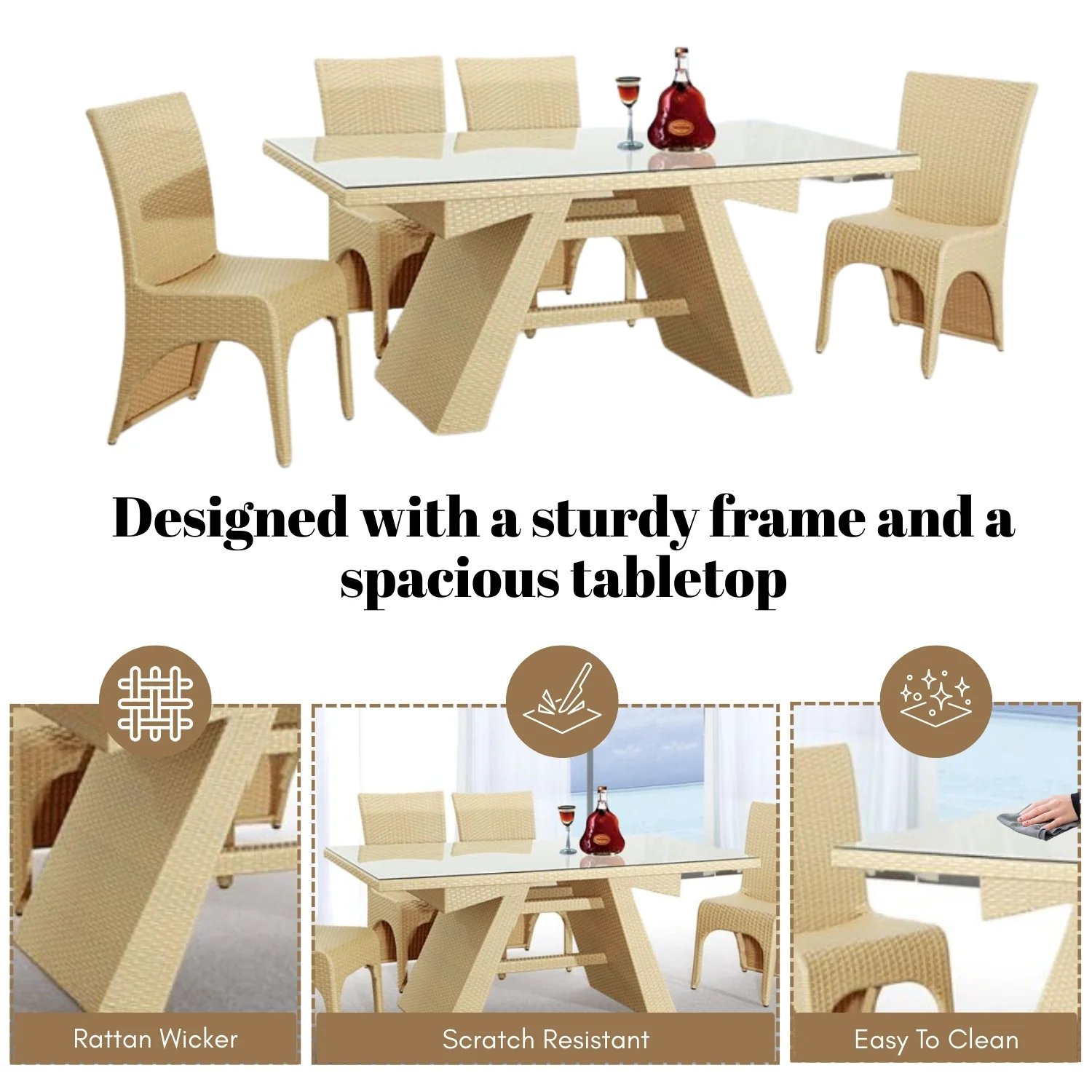 5-Piece Outdoor Patio Dining Set With Rattan Chairs - Image 6