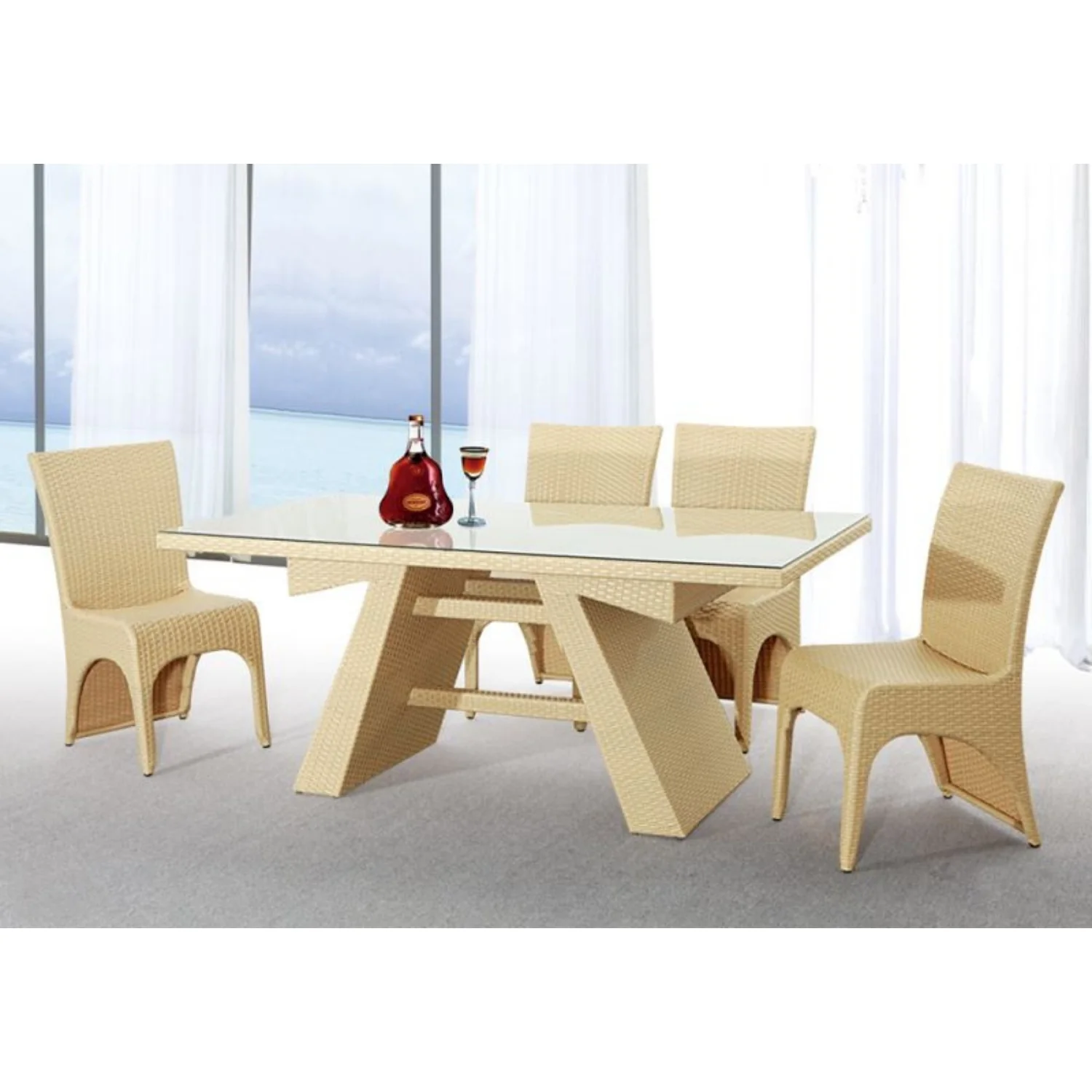 5-Piece Outdoor Patio Dining Set With Rattan Chairs - Image 7