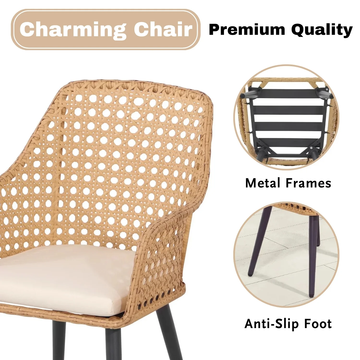 5-Piece Outdoor Patio Dining Set with Rattan Chairs - Image 6