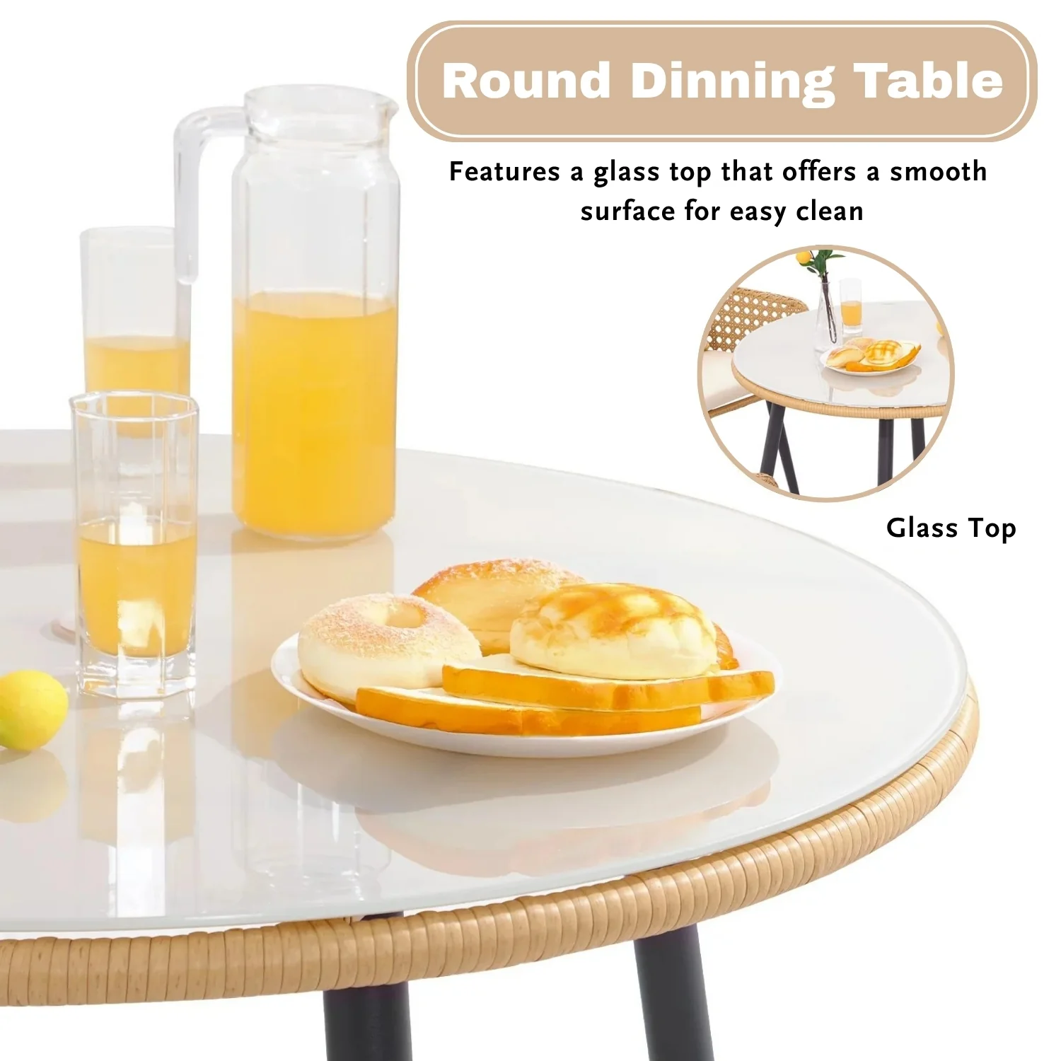 5-Piece Outdoor Patio Dining Set with Rattan Chairs - Image 8