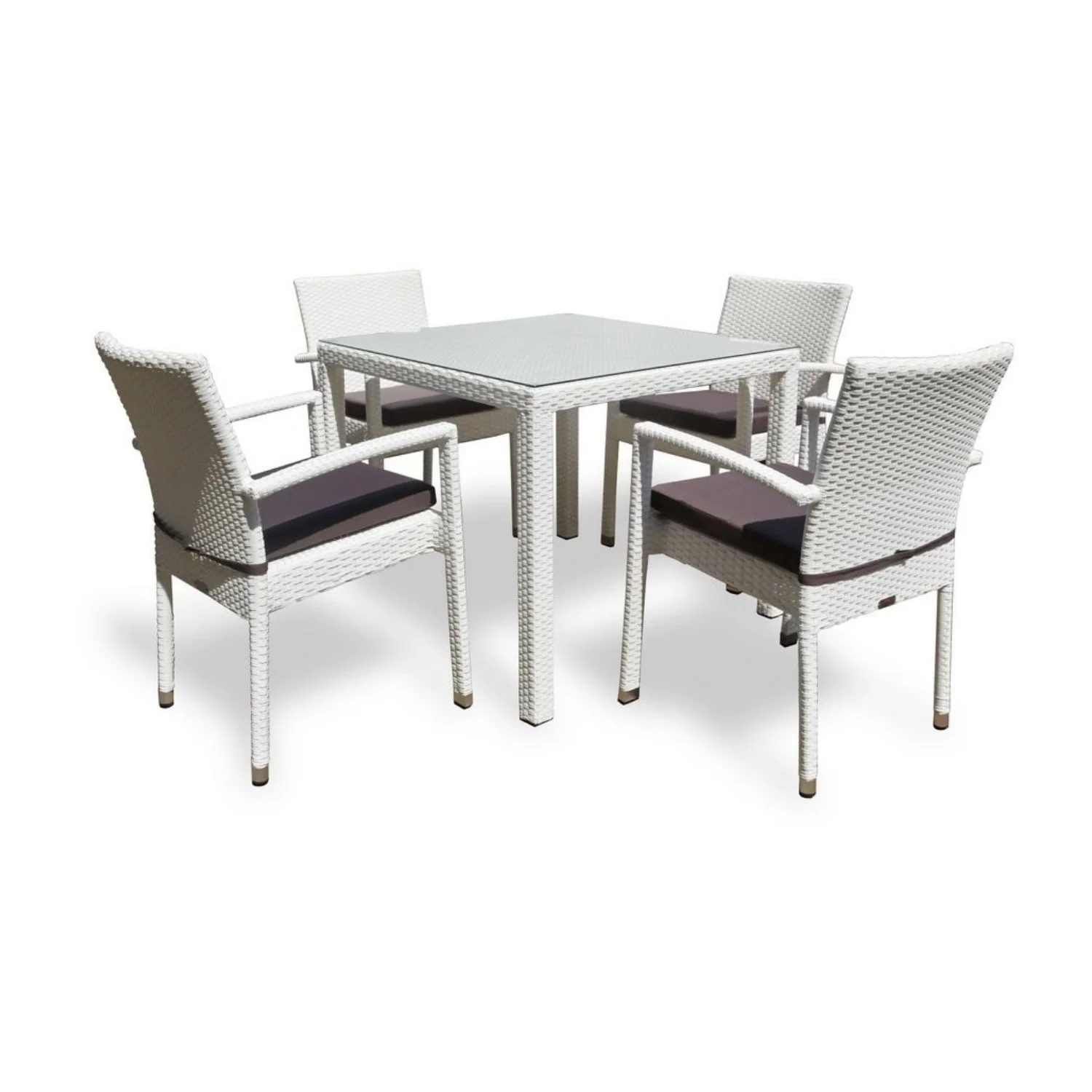 5-Piece Outdoor Patio Dining Set With Rattan Chairs & Glass-Top Table - Image 4
