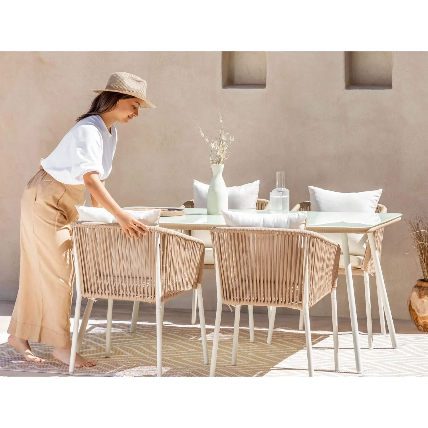 Outdoor Rope 5-Piece Patio Dining Set - Image 7