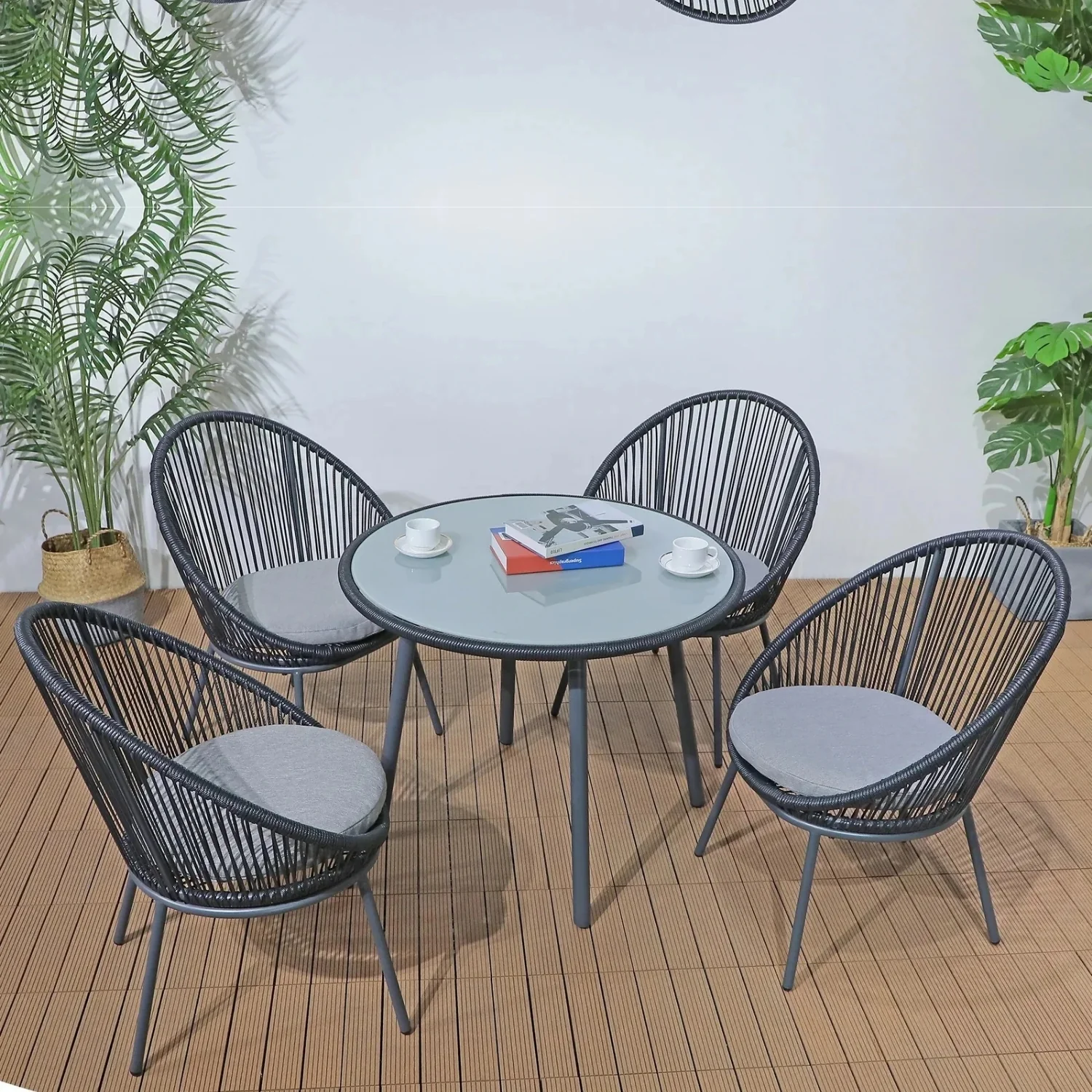 5-Piece Outdoor Patio Dining Set with Rope Chairs - Image 10
