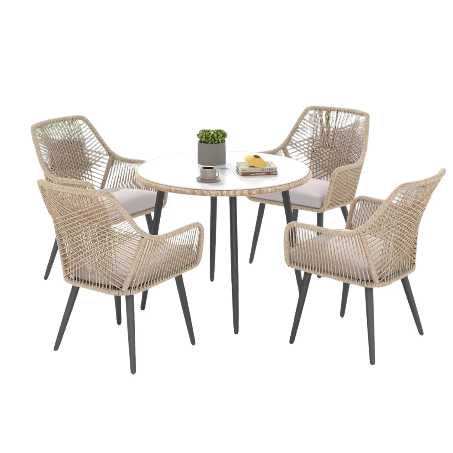 5-Piece Outdoor Rope Patio Dining Set - Image 3
