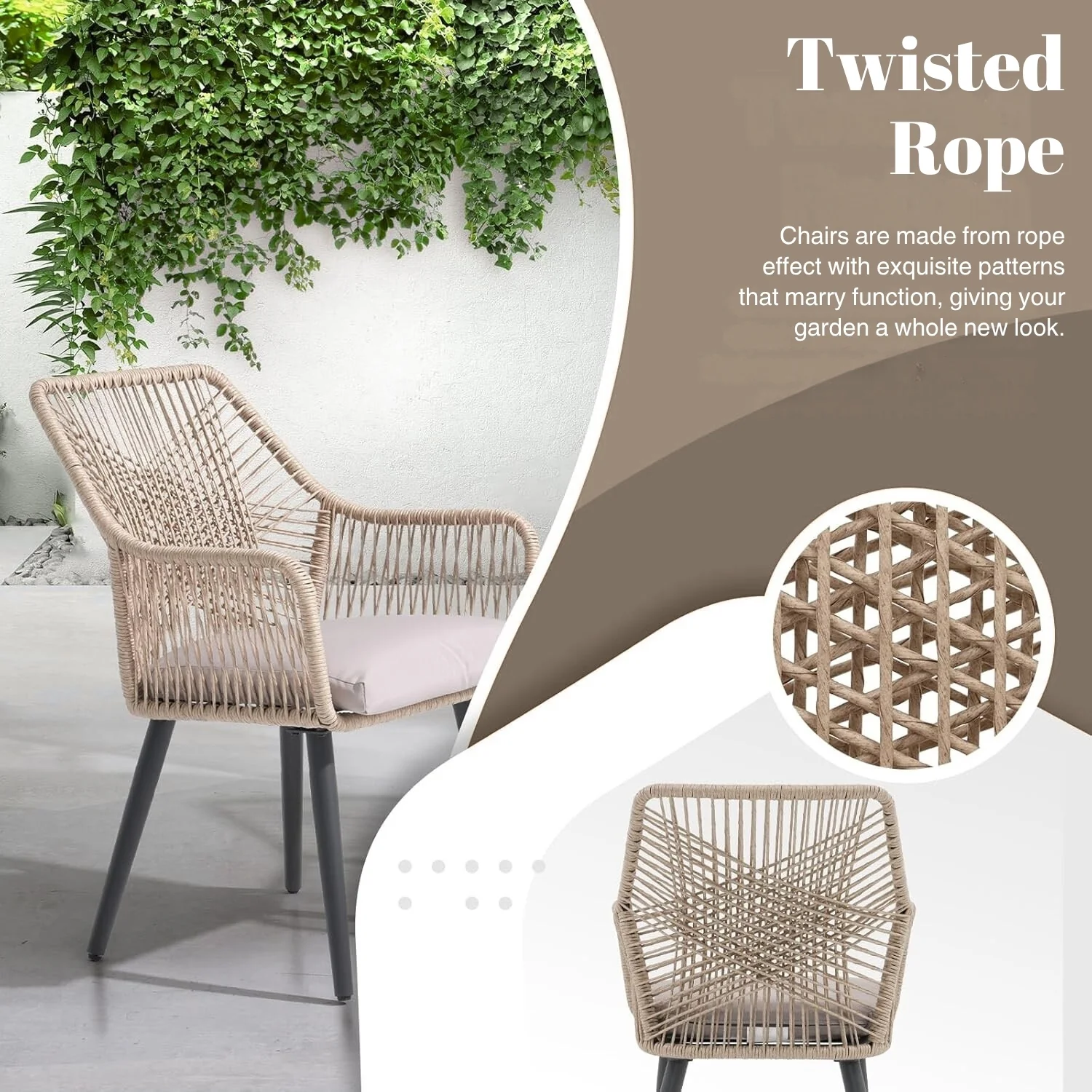 5-Piece Outdoor Rope Patio Dining Set - Image 6
