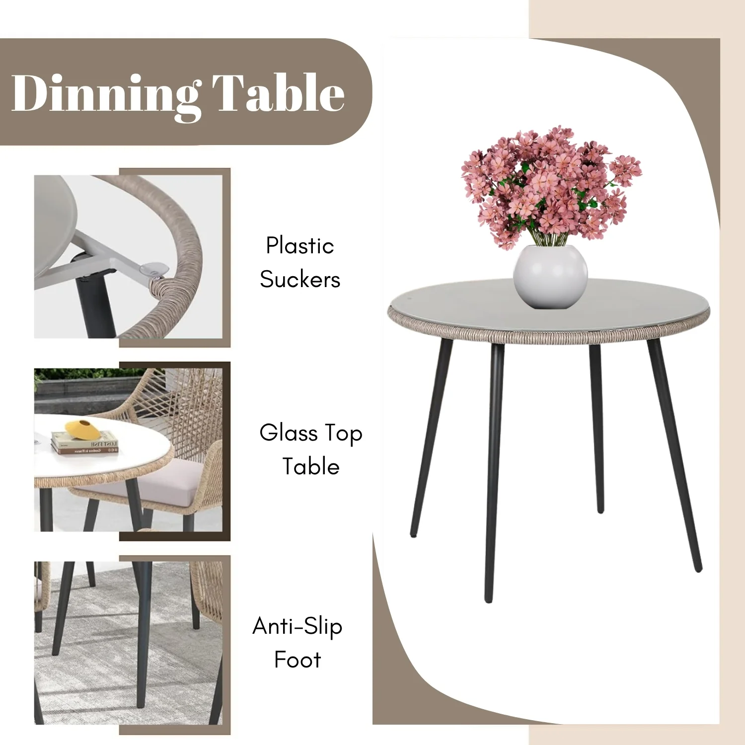 5-Piece Outdoor Rope Patio Dining Set - Image 7